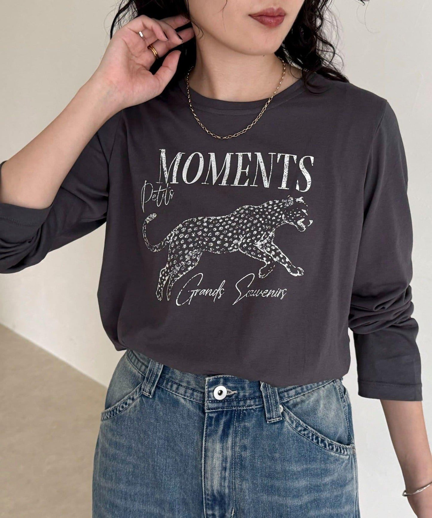 豹紋印花長袖T恤