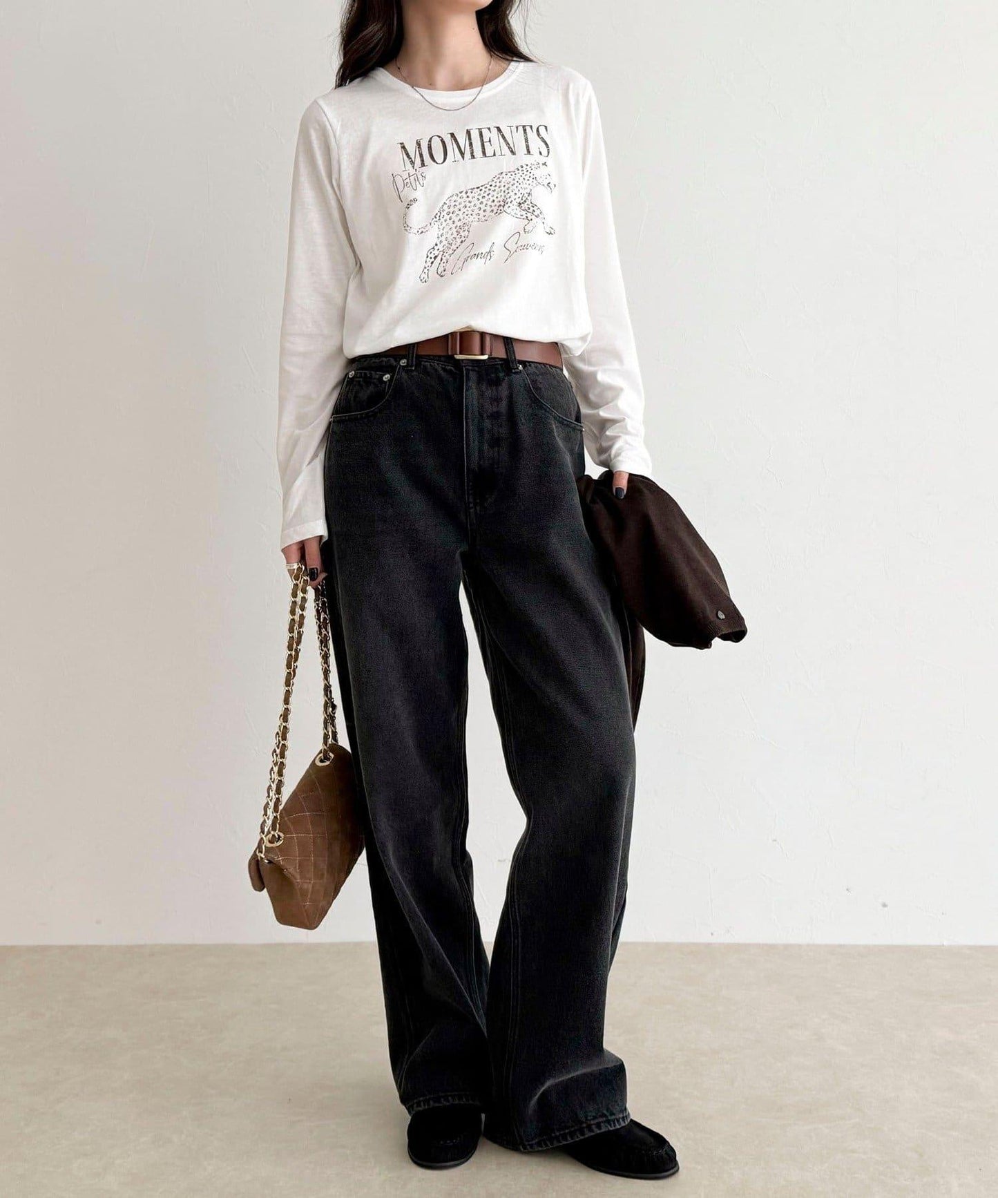 豹紋印花長袖T恤