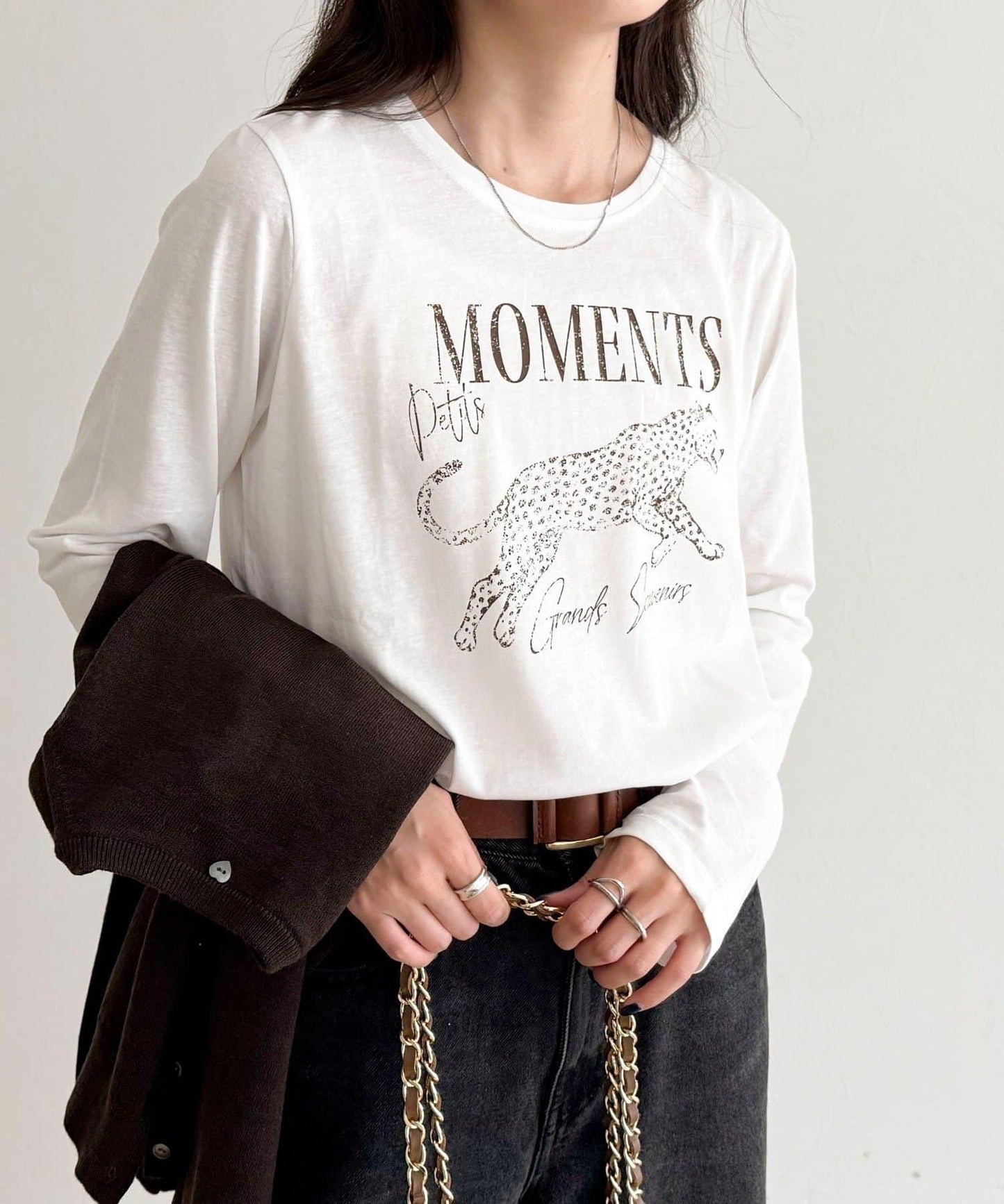 豹紋印花長袖T恤