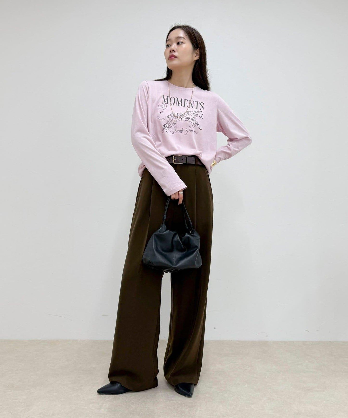 豹紋印花長袖T恤