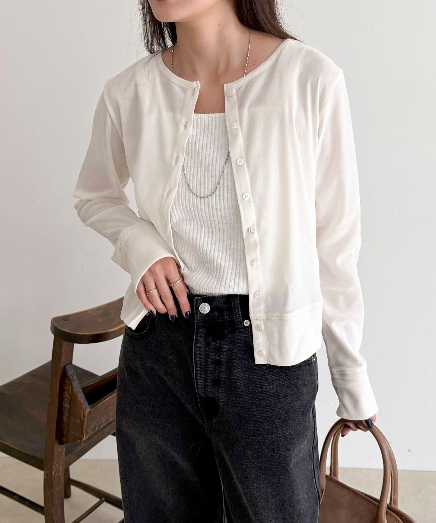 透視植絨短款開衫