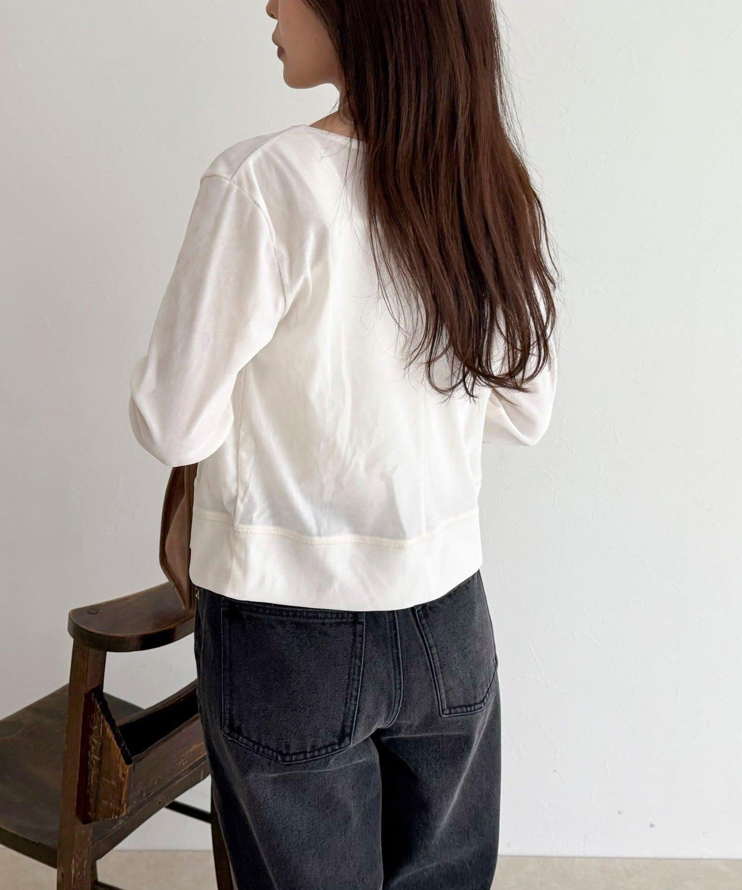 透視植絨短款開衫