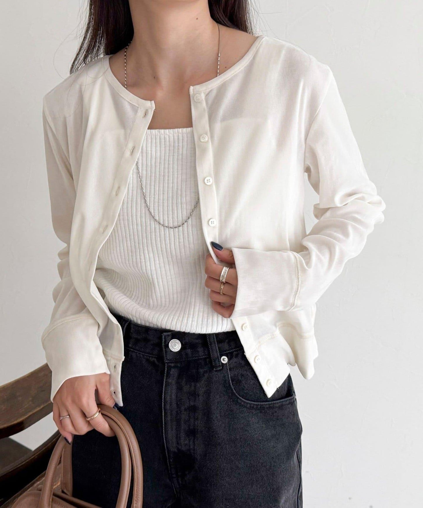 透視植絨短款開衫