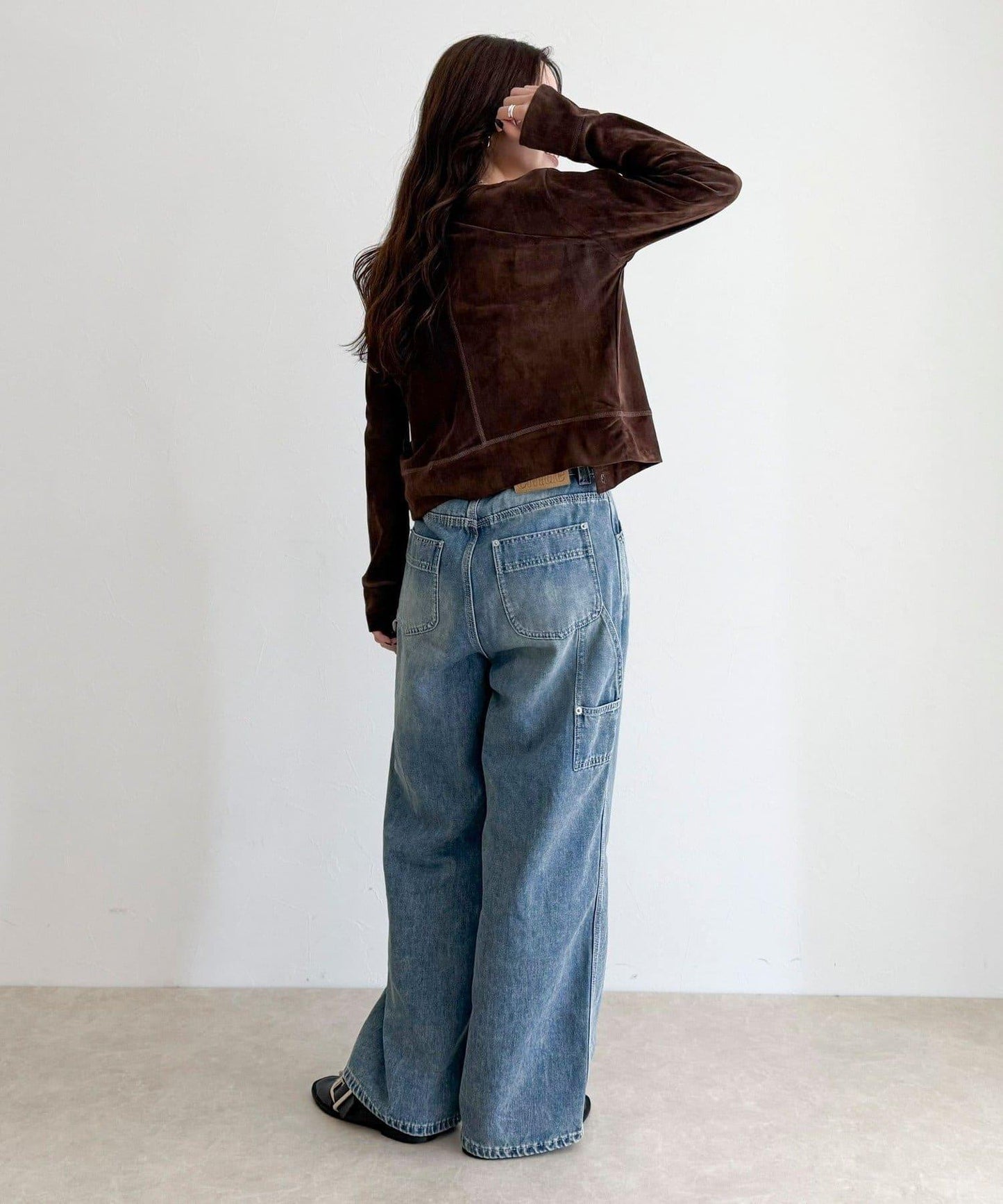 透視植絨短款開衫