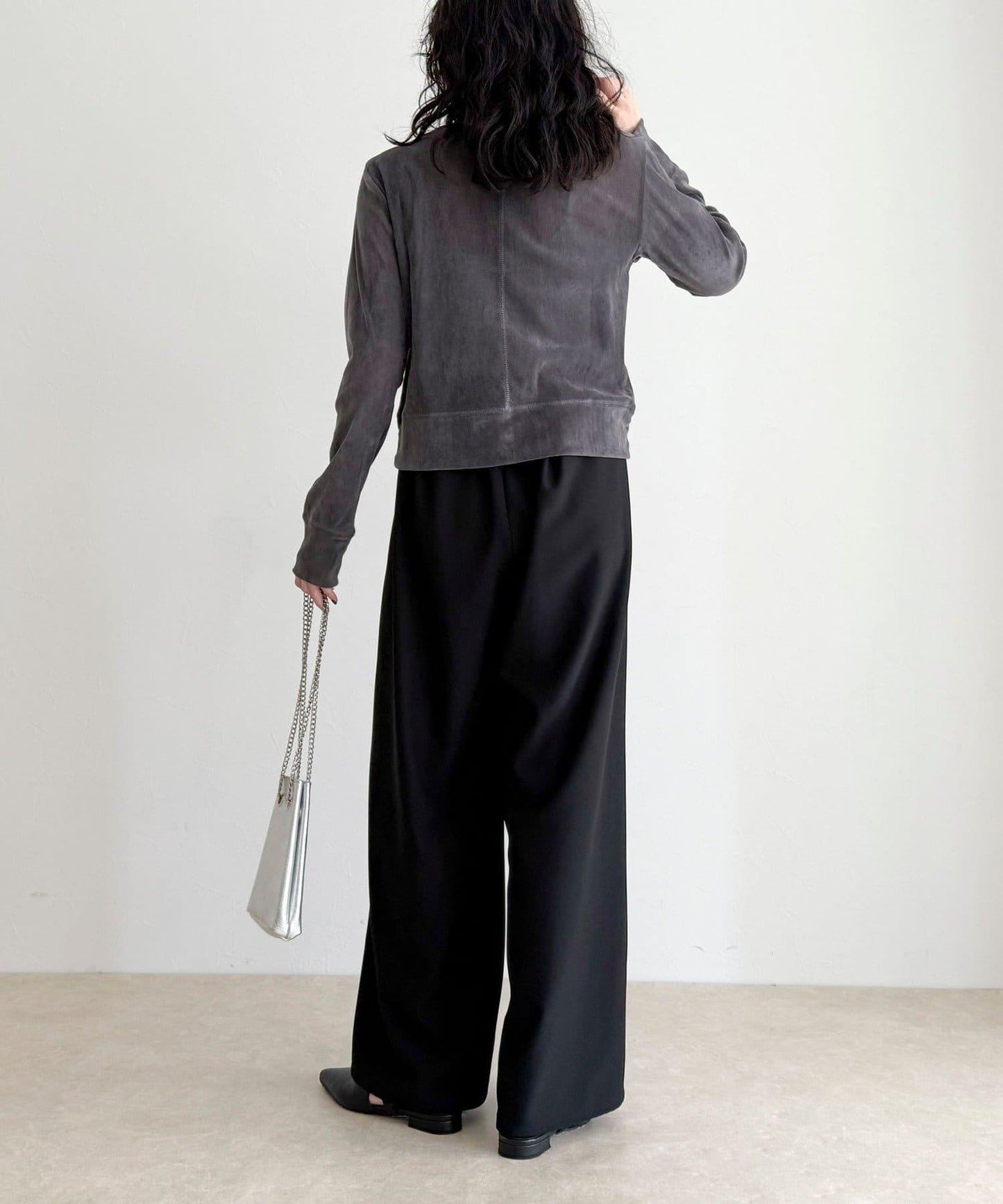 透視植絨短款開衫