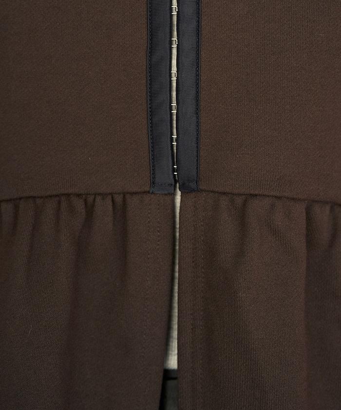 門襟開扣荷葉下襬兩穿衛衣套頭衫