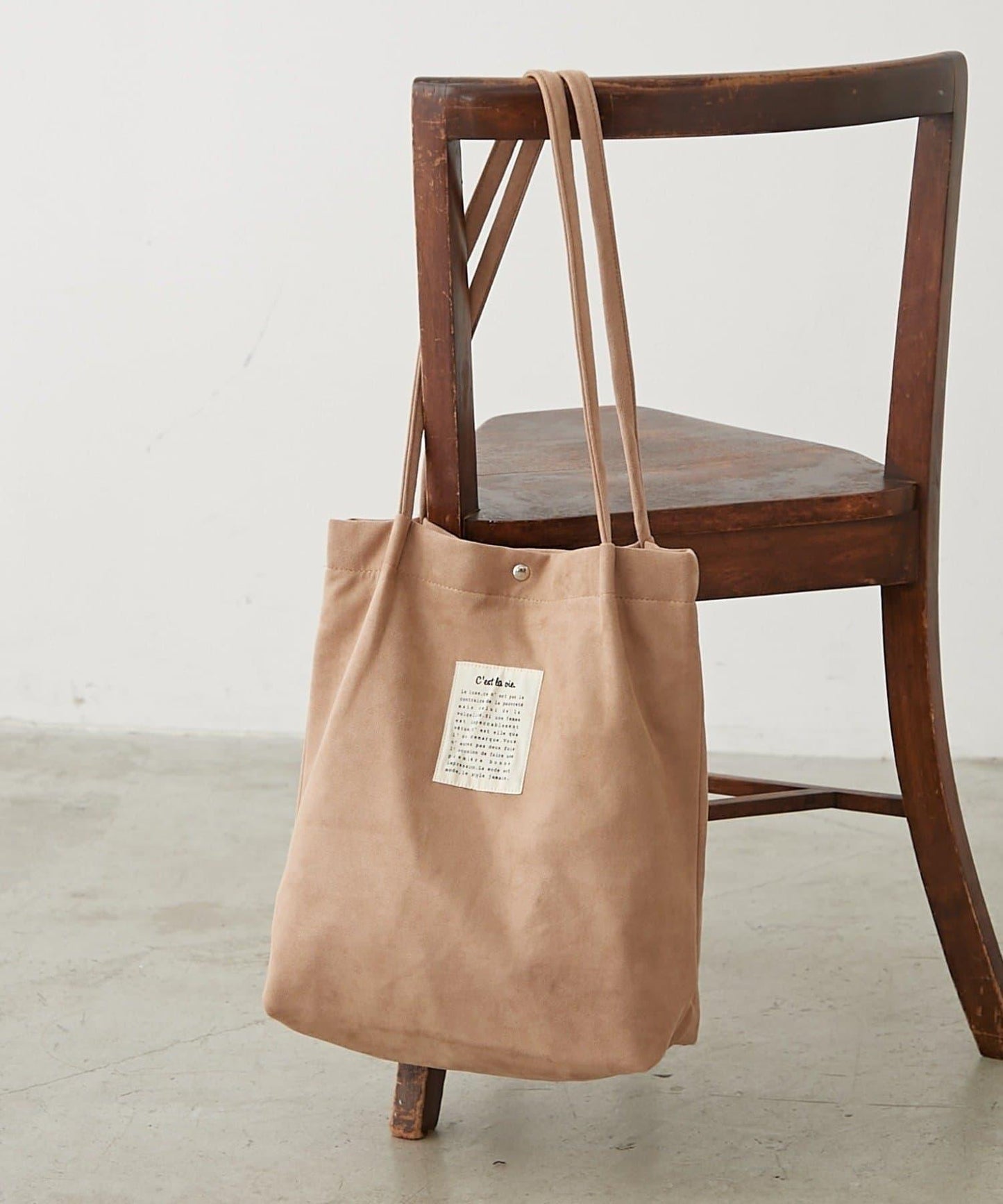 仿麂皮手柄褶皺托特包