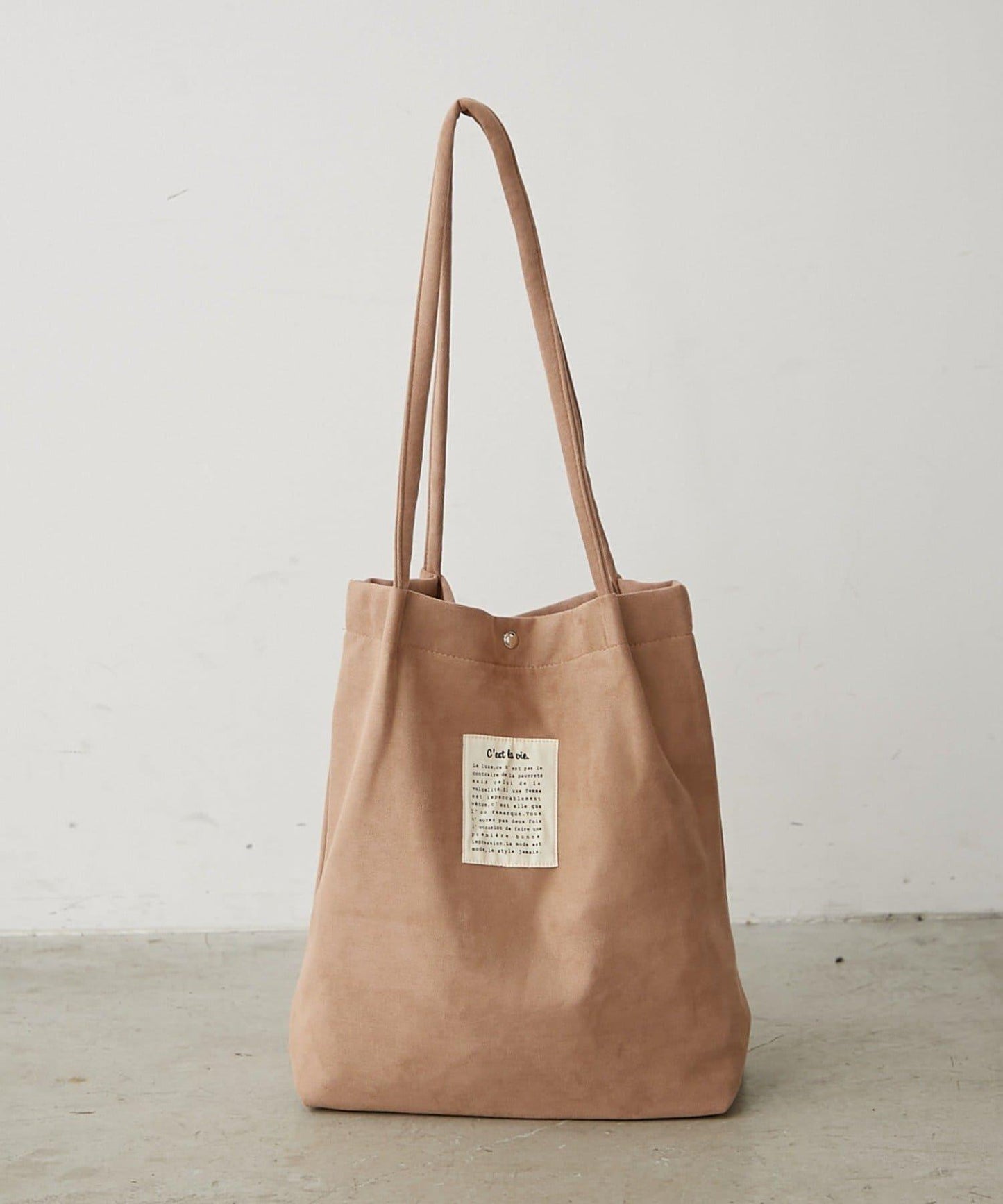 仿麂皮手柄褶皺托特包