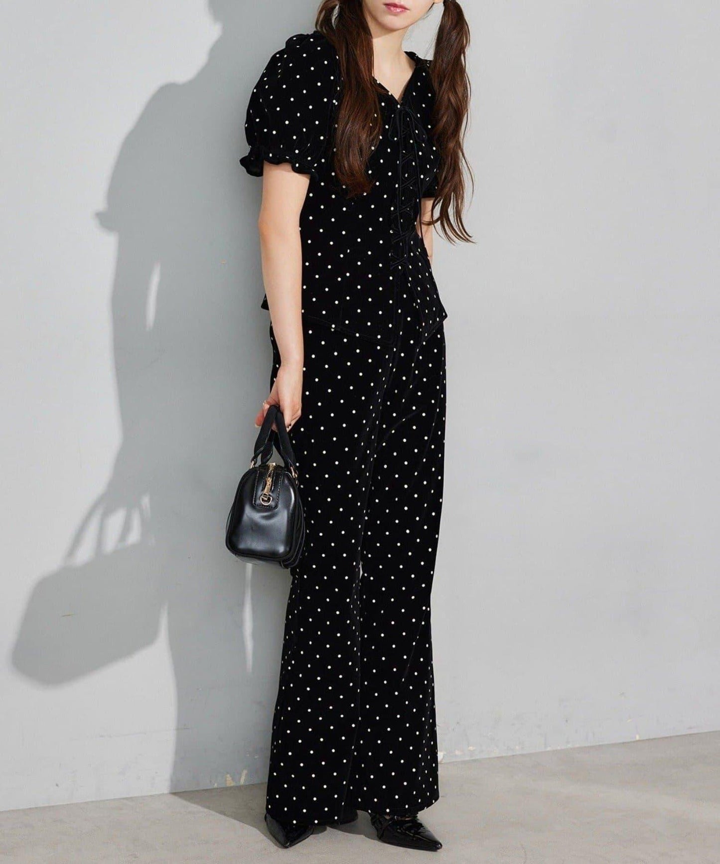 【Seemi.】天鵝絨波點長褲