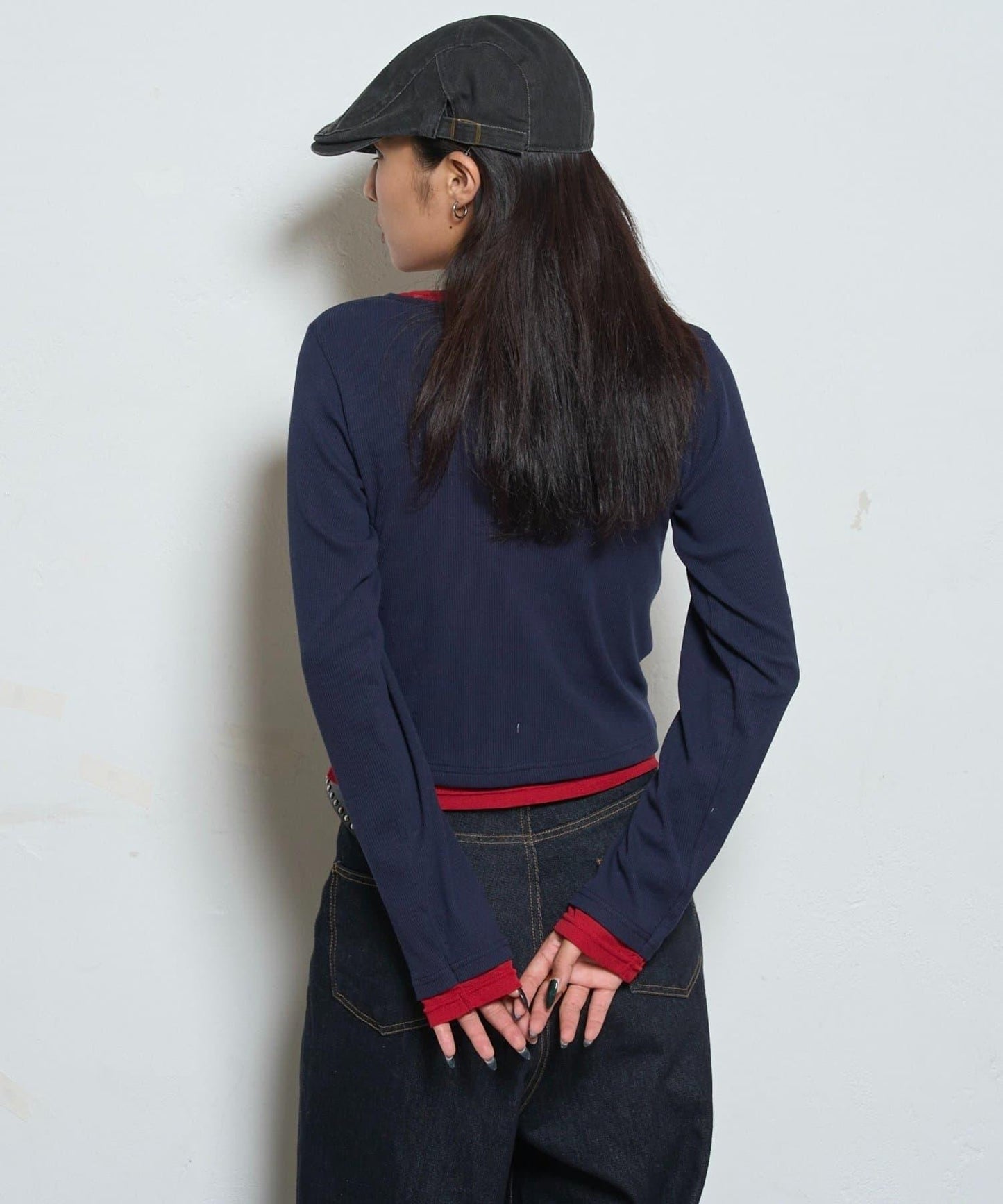 拼接亨利領上衣