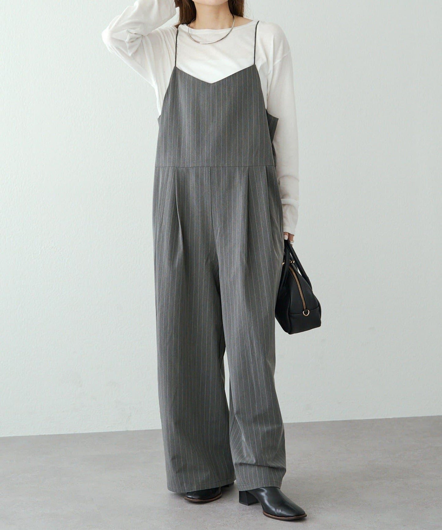 【套裝可搭配】雙褶彈力揹帶褲