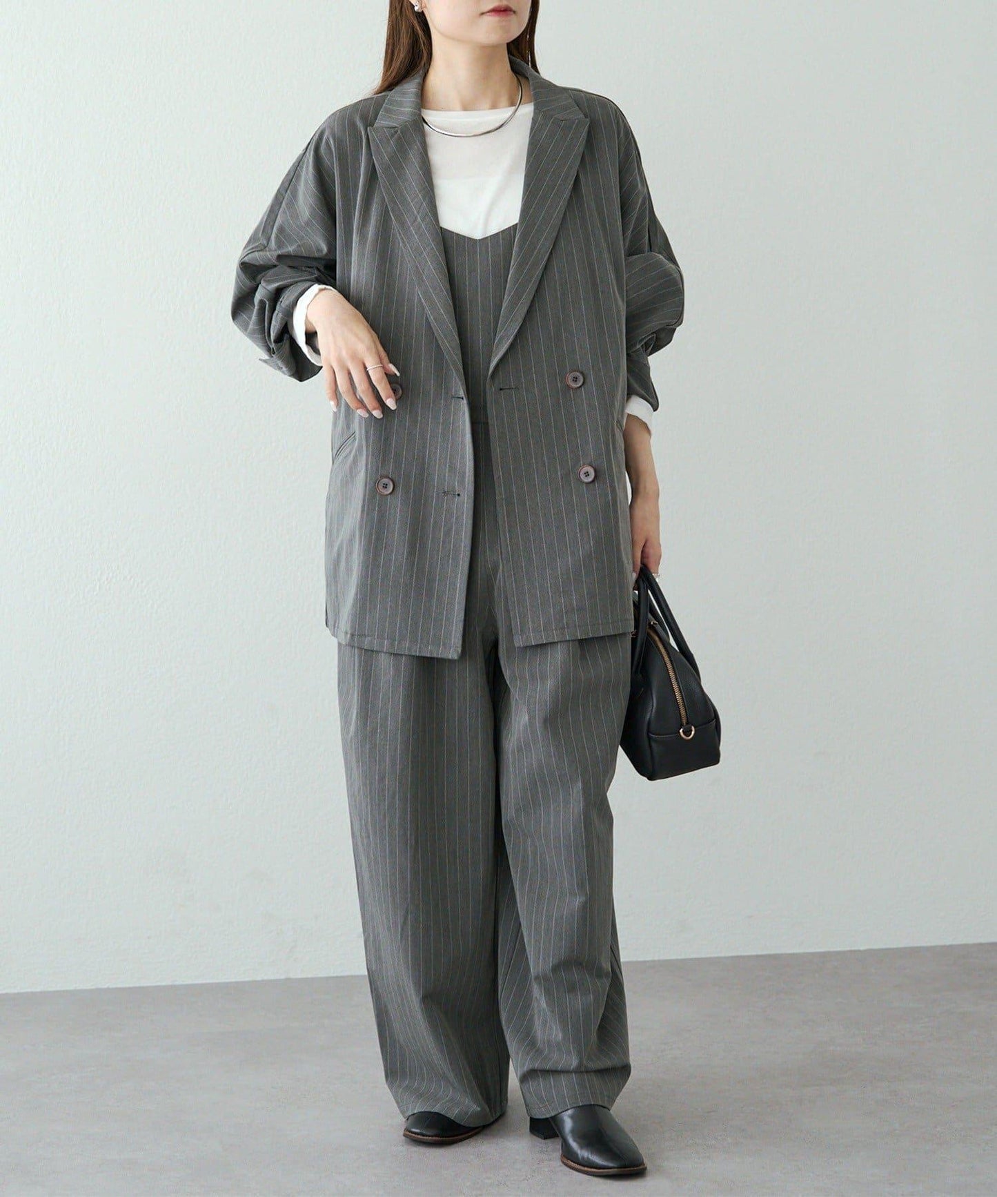 【套裝可搭配】雙褶彈力揹帶褲