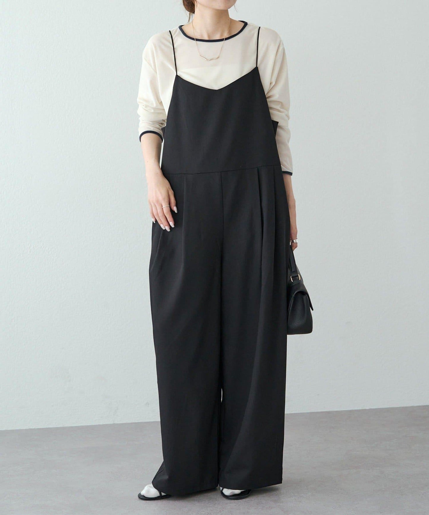 【套裝可搭配】雙褶彈力揹帶褲