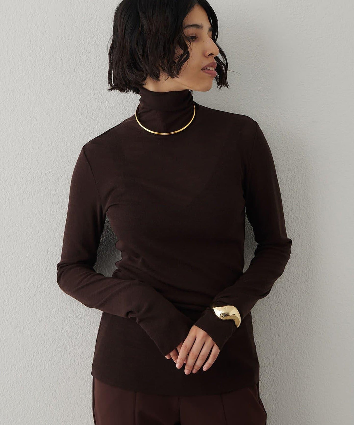 羊毛混紡高領套頭衫