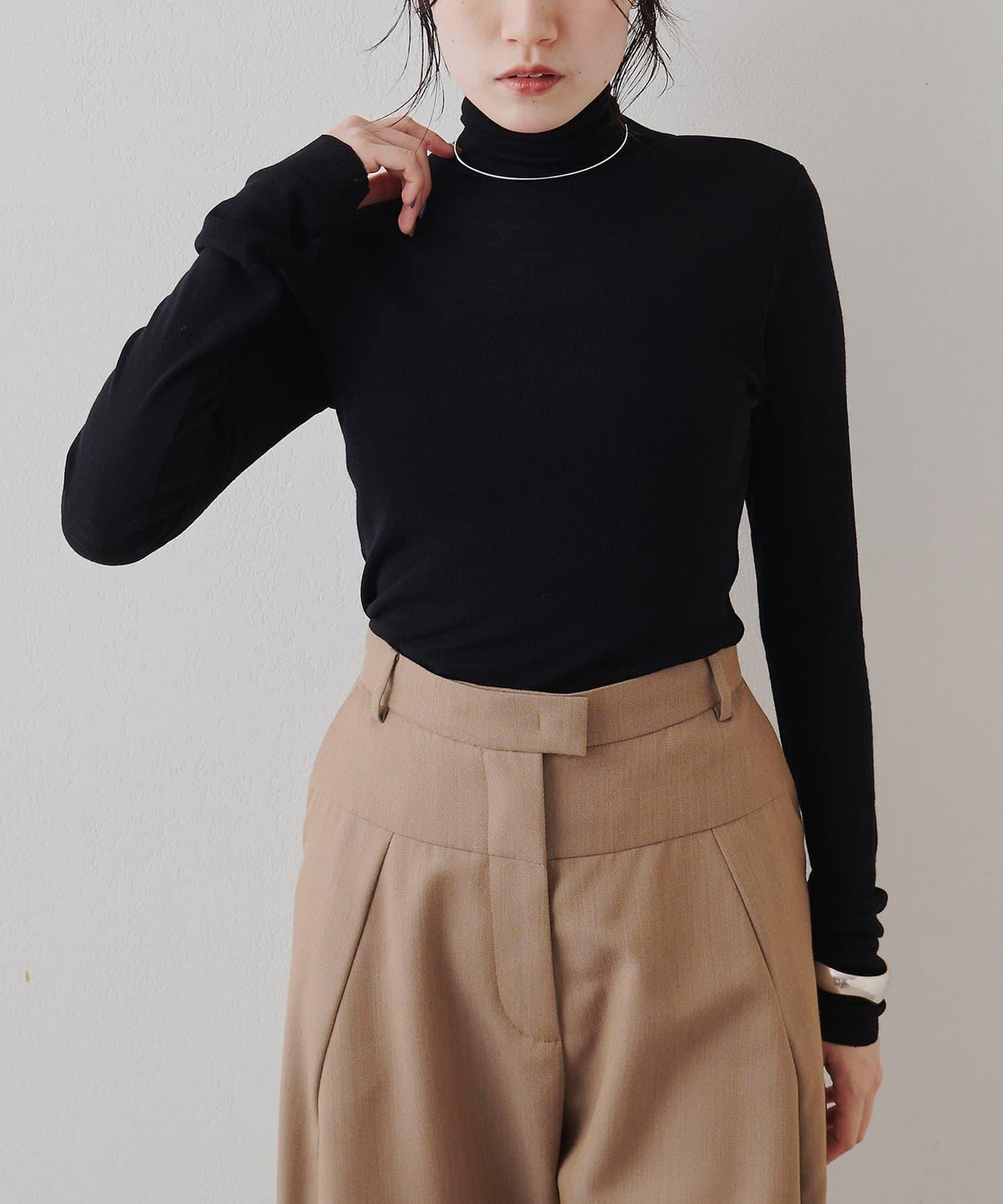 羊毛混紡高領套頭衫