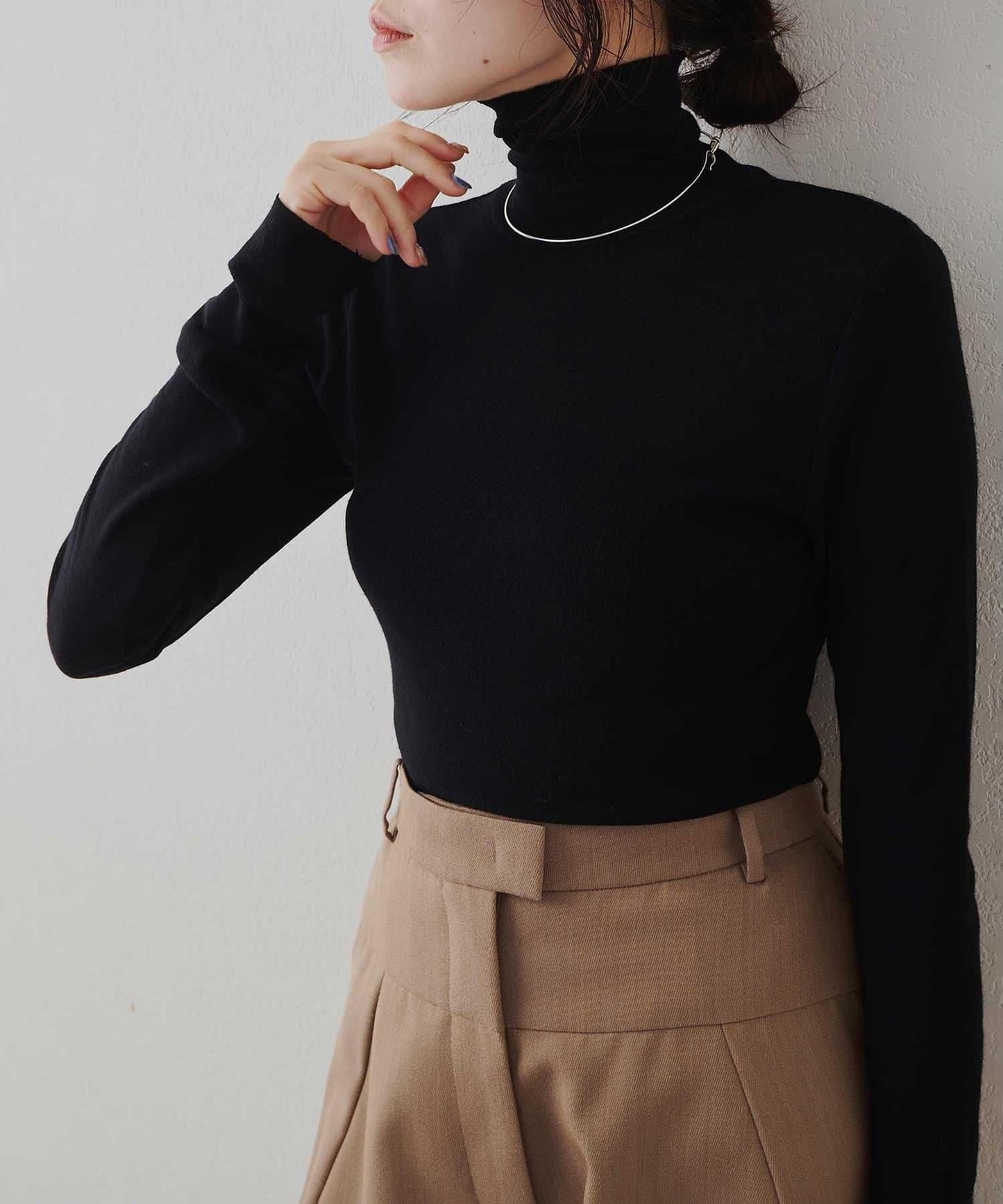 羊毛混紡高領套頭衫