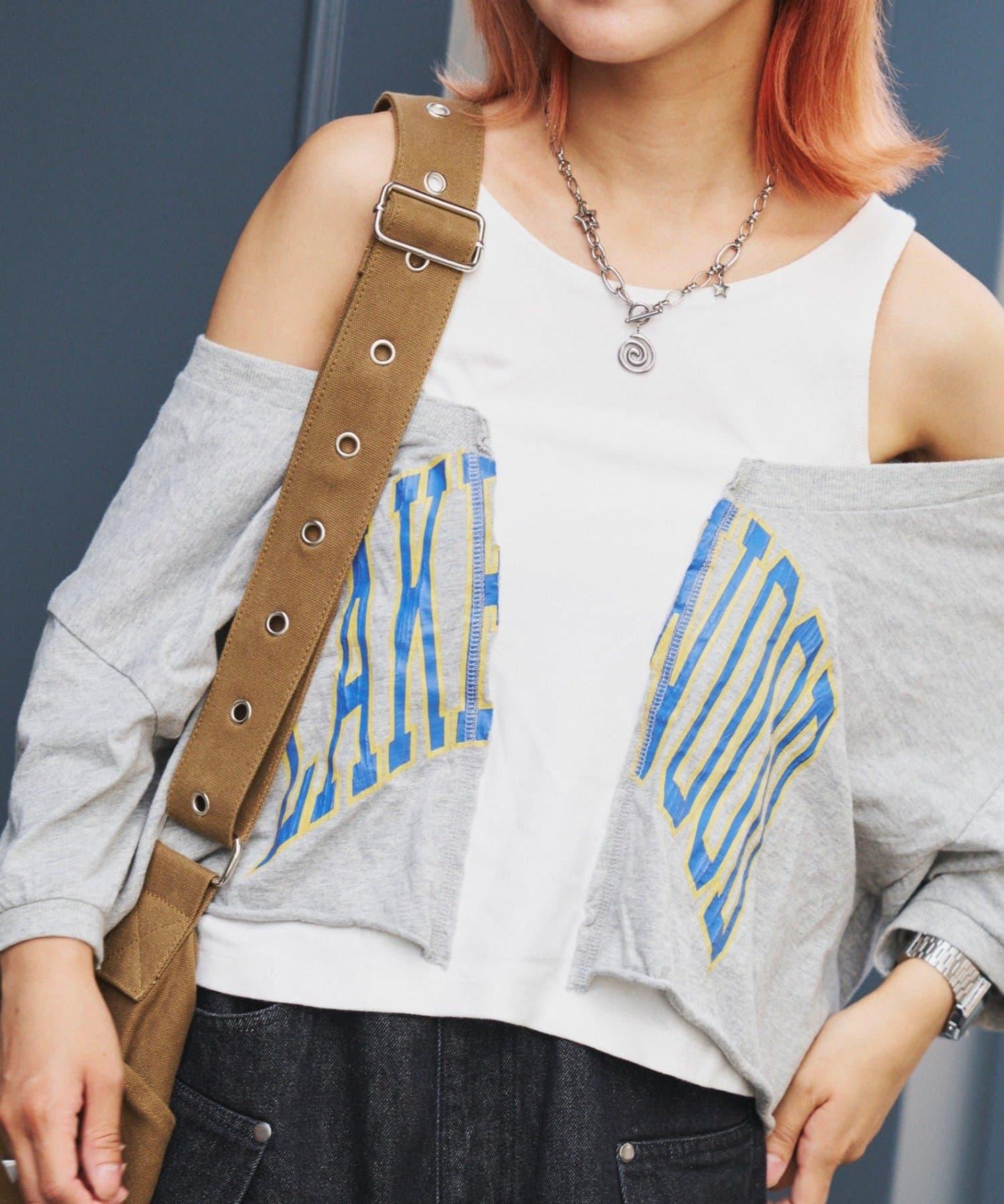 etsinta改良款一字肩五分袖T恤