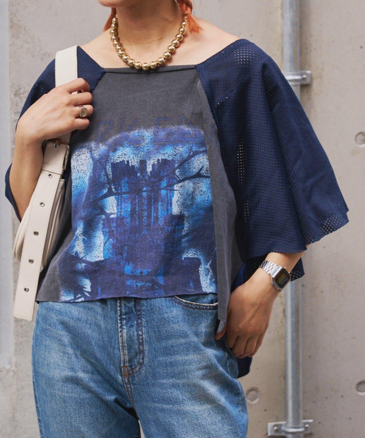 etsinta改良款網紗喇叭袖T恤