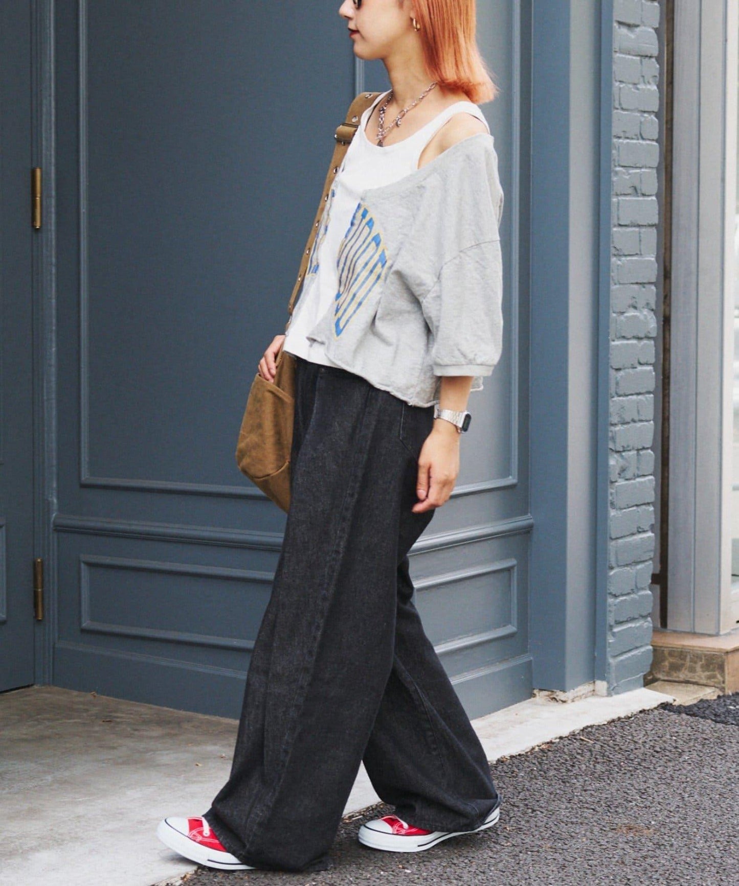 etsinta改良款一字肩五分袖T恤