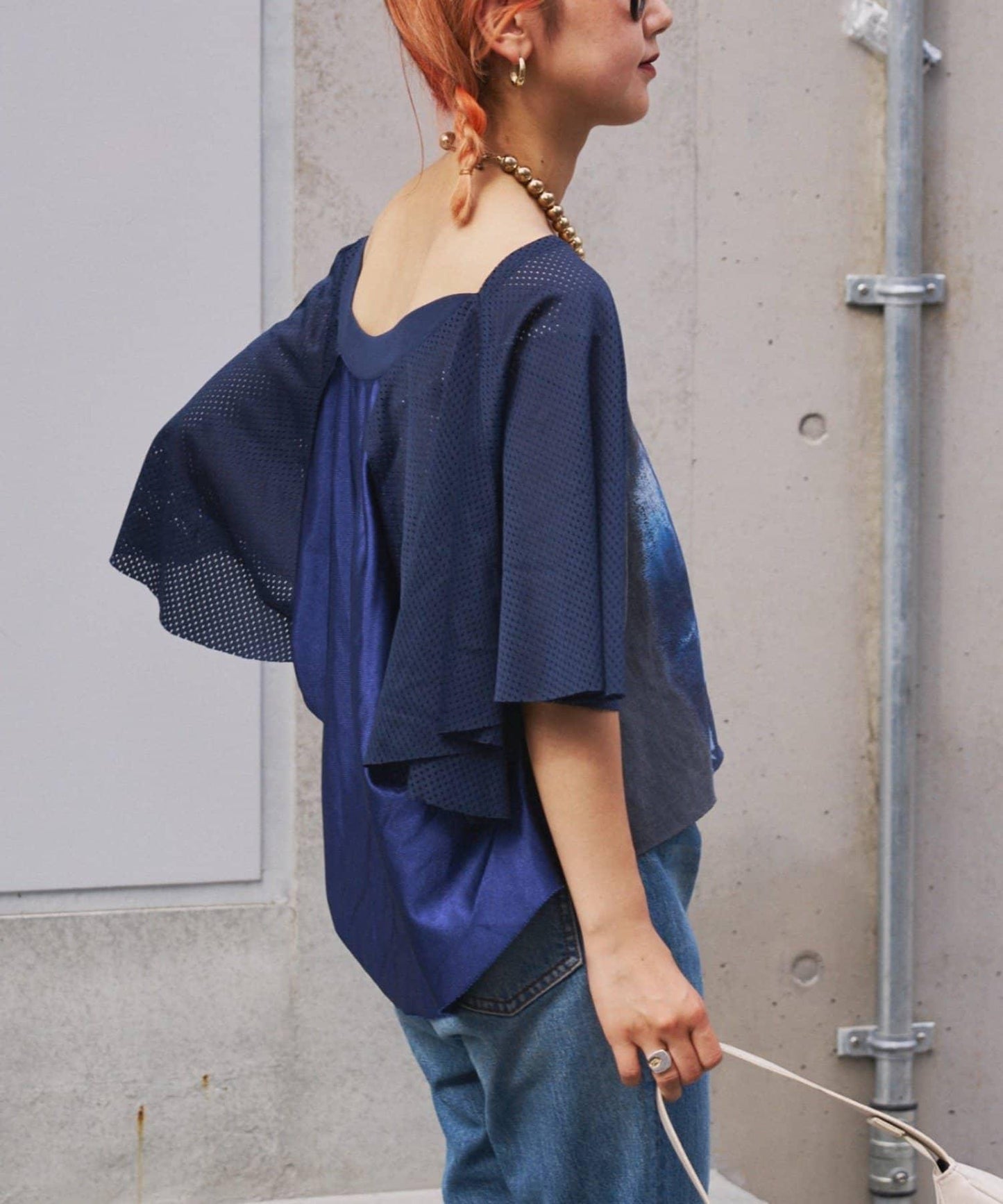 etsinta改良款網紗喇叭袖T恤