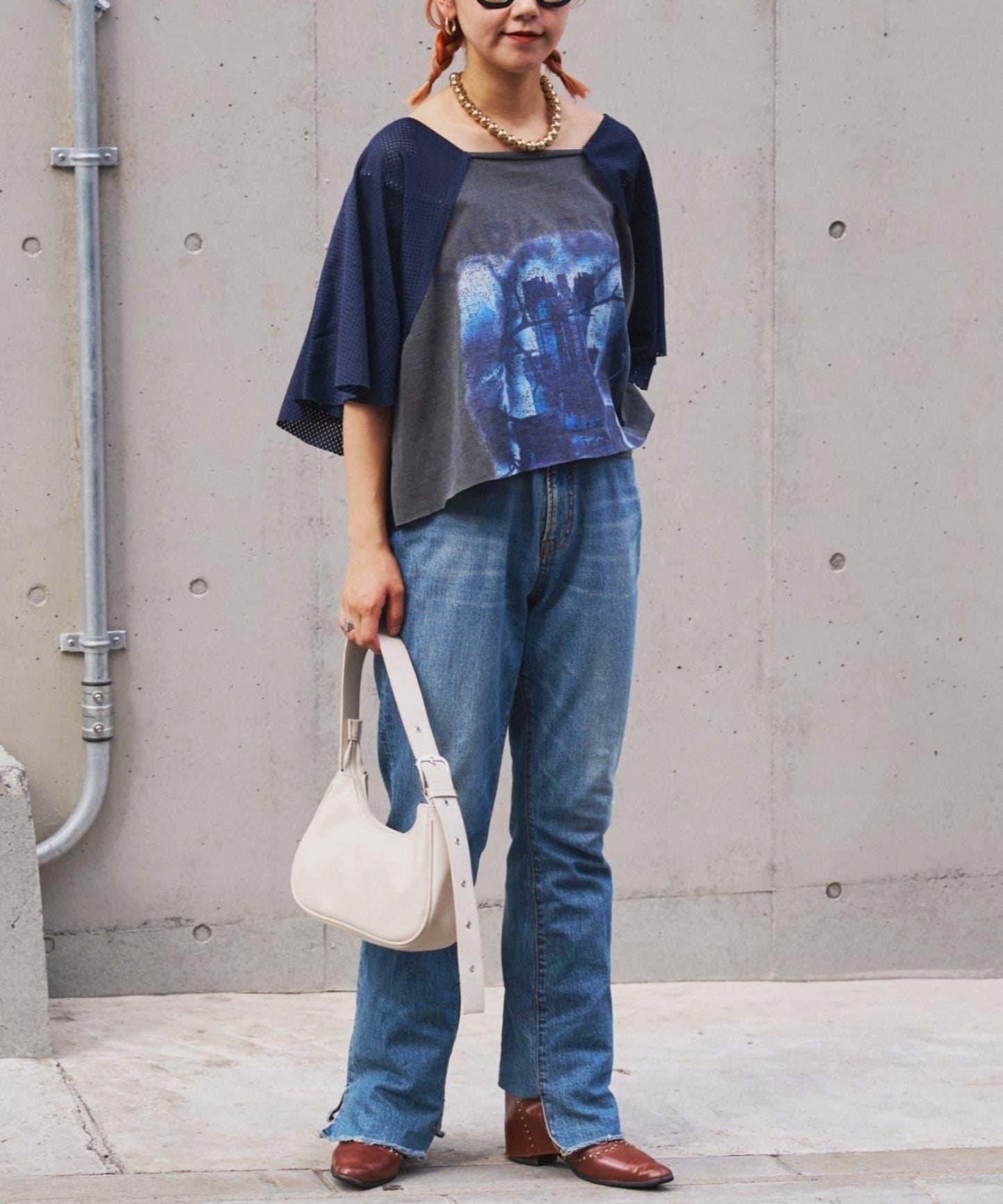 etsinta改良款網紗喇叭袖T恤