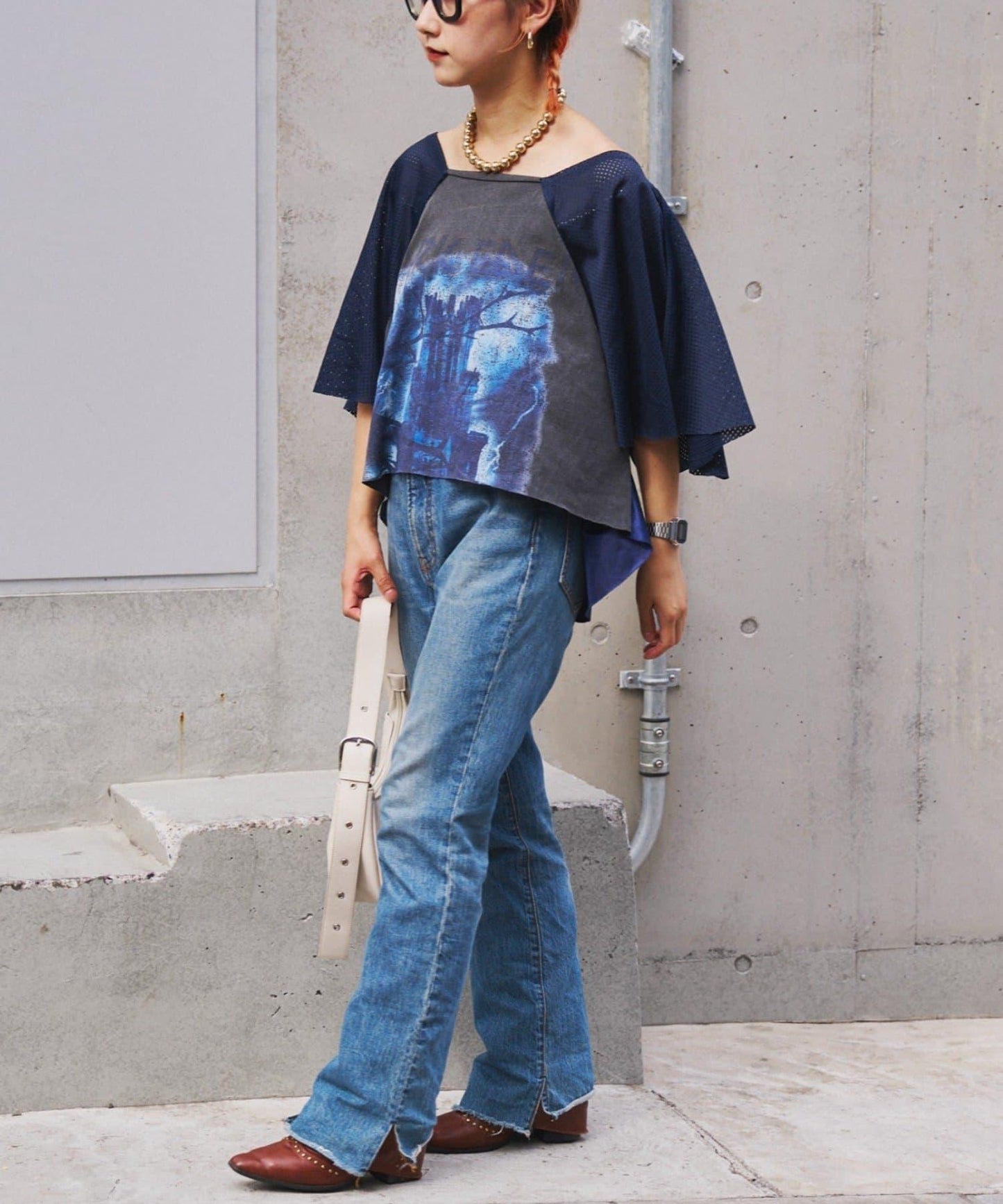 etsinta改良款網紗喇叭袖T恤