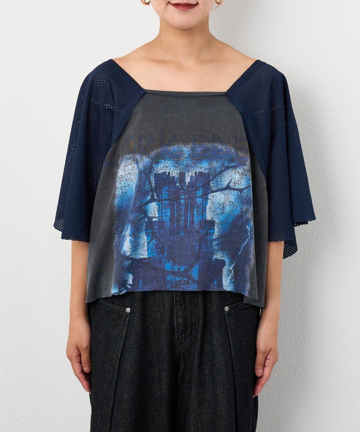 etsinta改良款網紗喇叭袖T恤