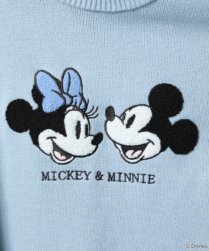 Mickey Mouse&Minnie Mouse/米老鼠&米妮/相良刺繡寬鬆針織衫