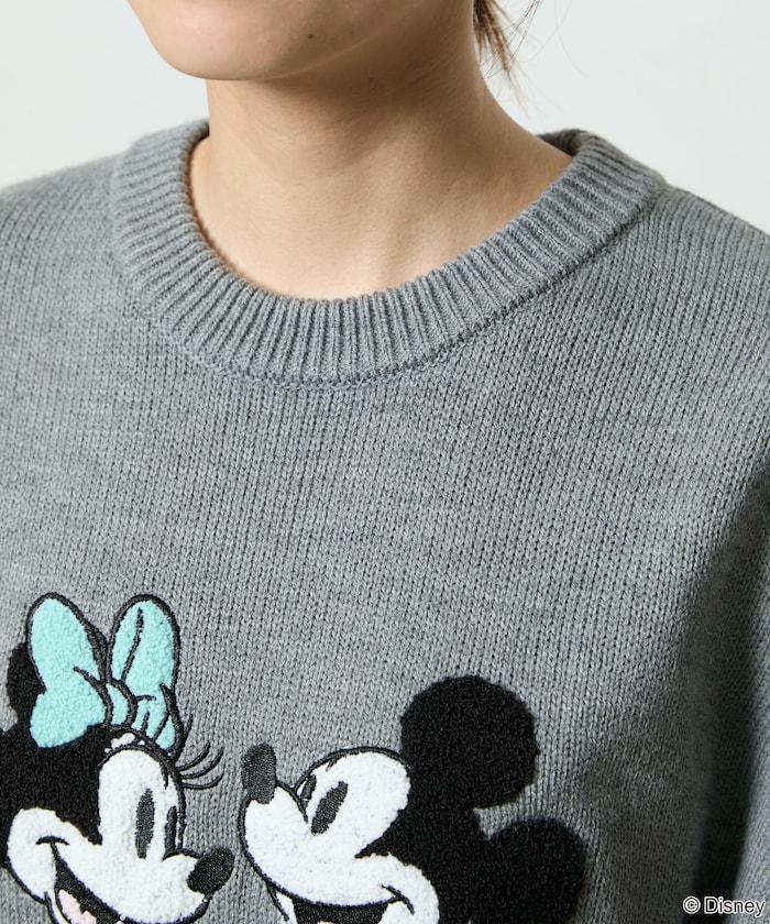 Mickey Mouse&Minnie Mouse/米老鼠&米妮/相良刺繡寬鬆針織衫