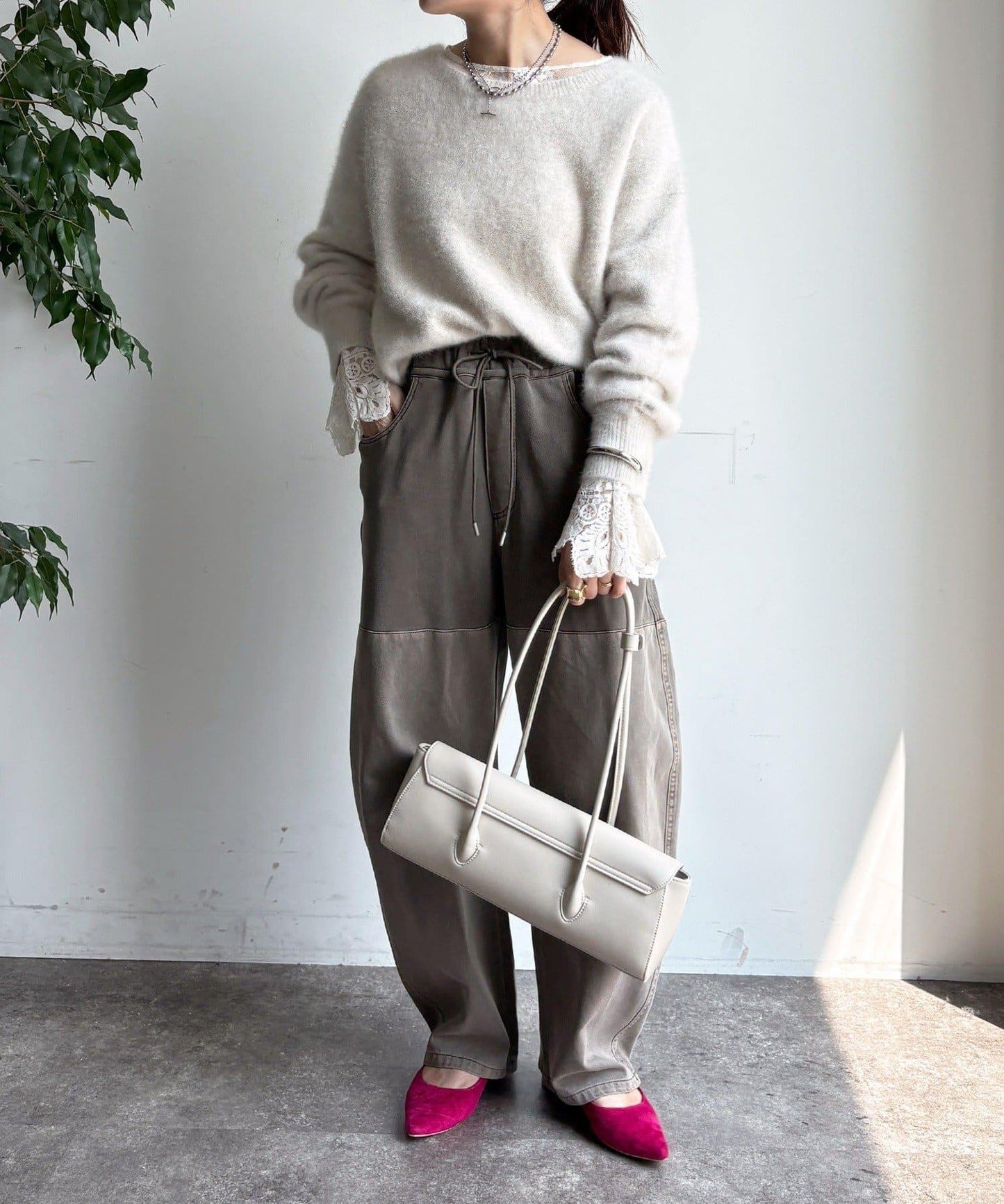 成衣染色拼接長褲