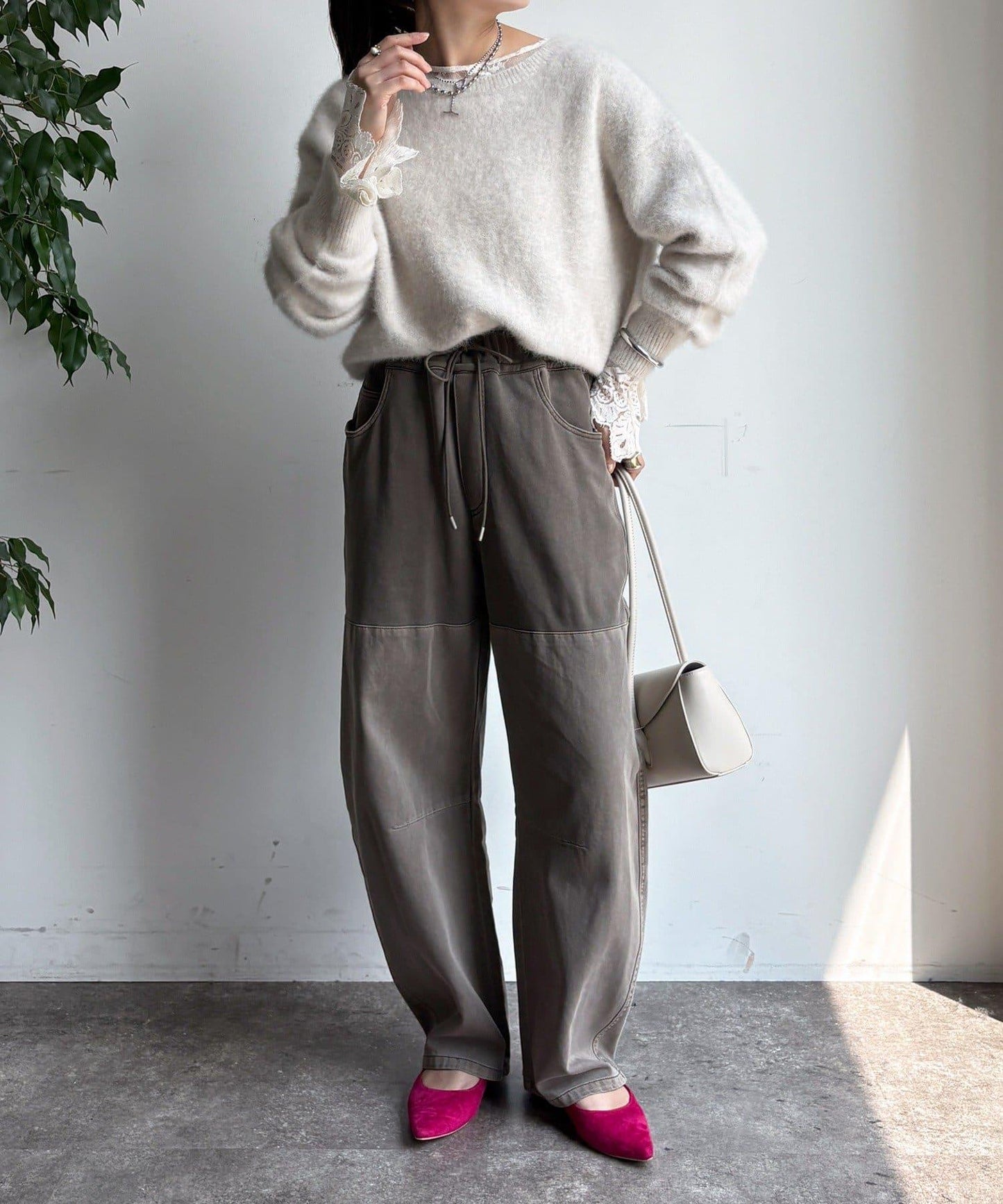 成衣染色拼接長褲