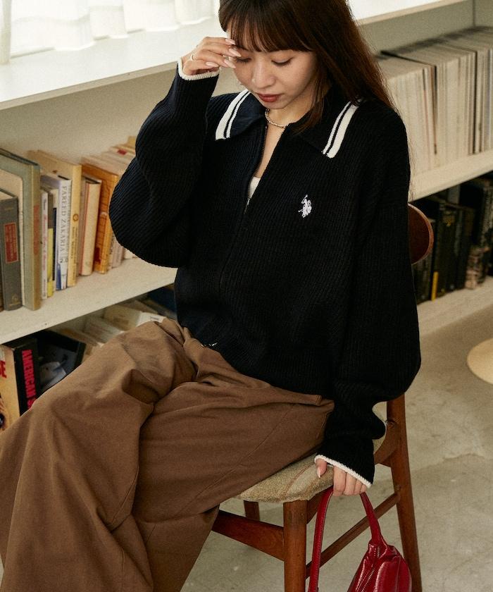 帶領口線條司機針織衫