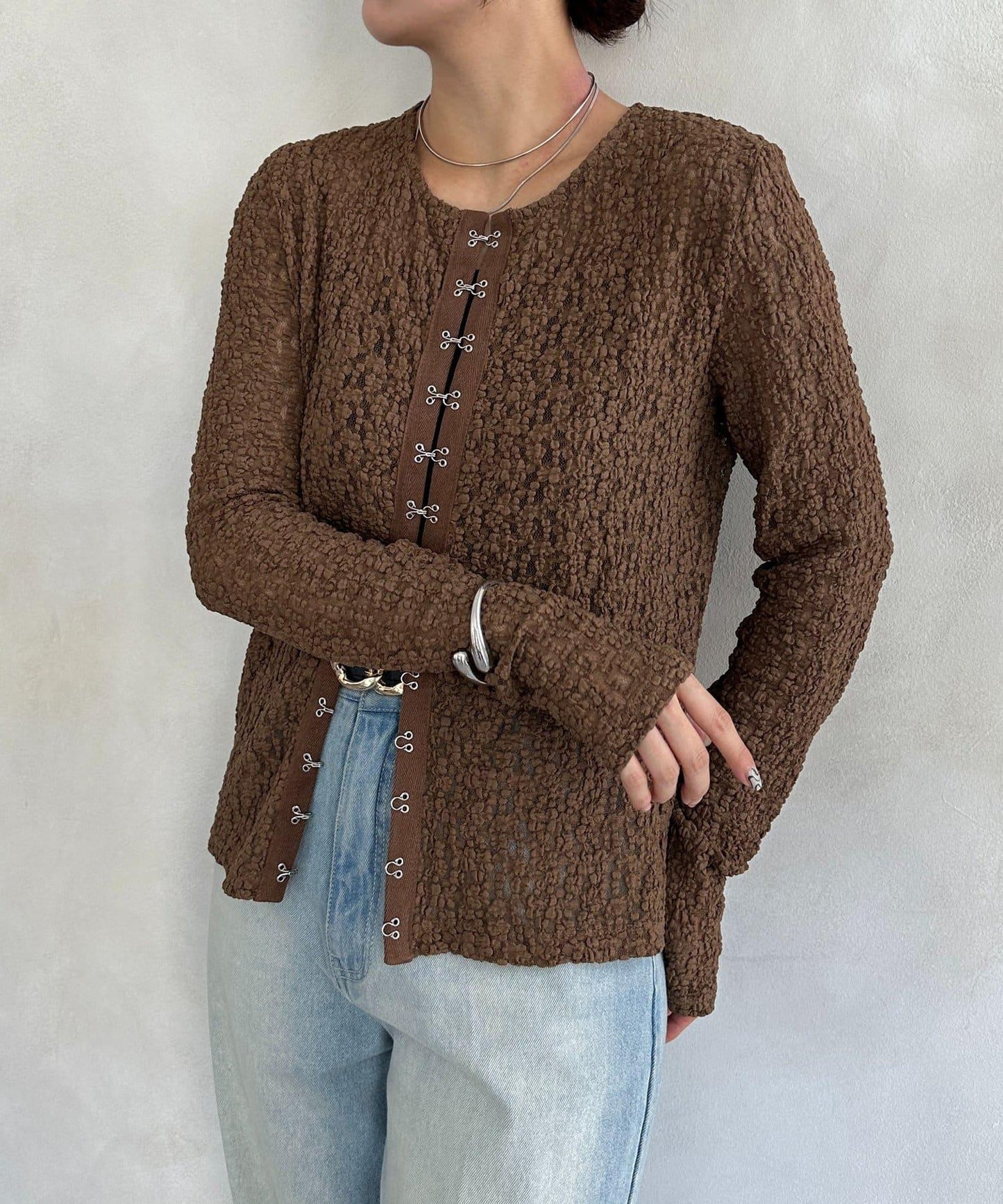 前扣蕾絲套頭衫