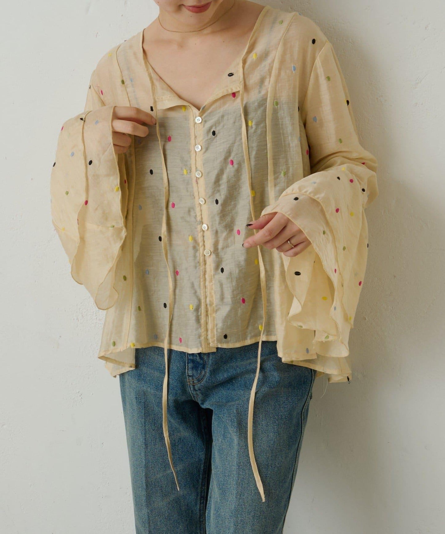 多色波點襯衫