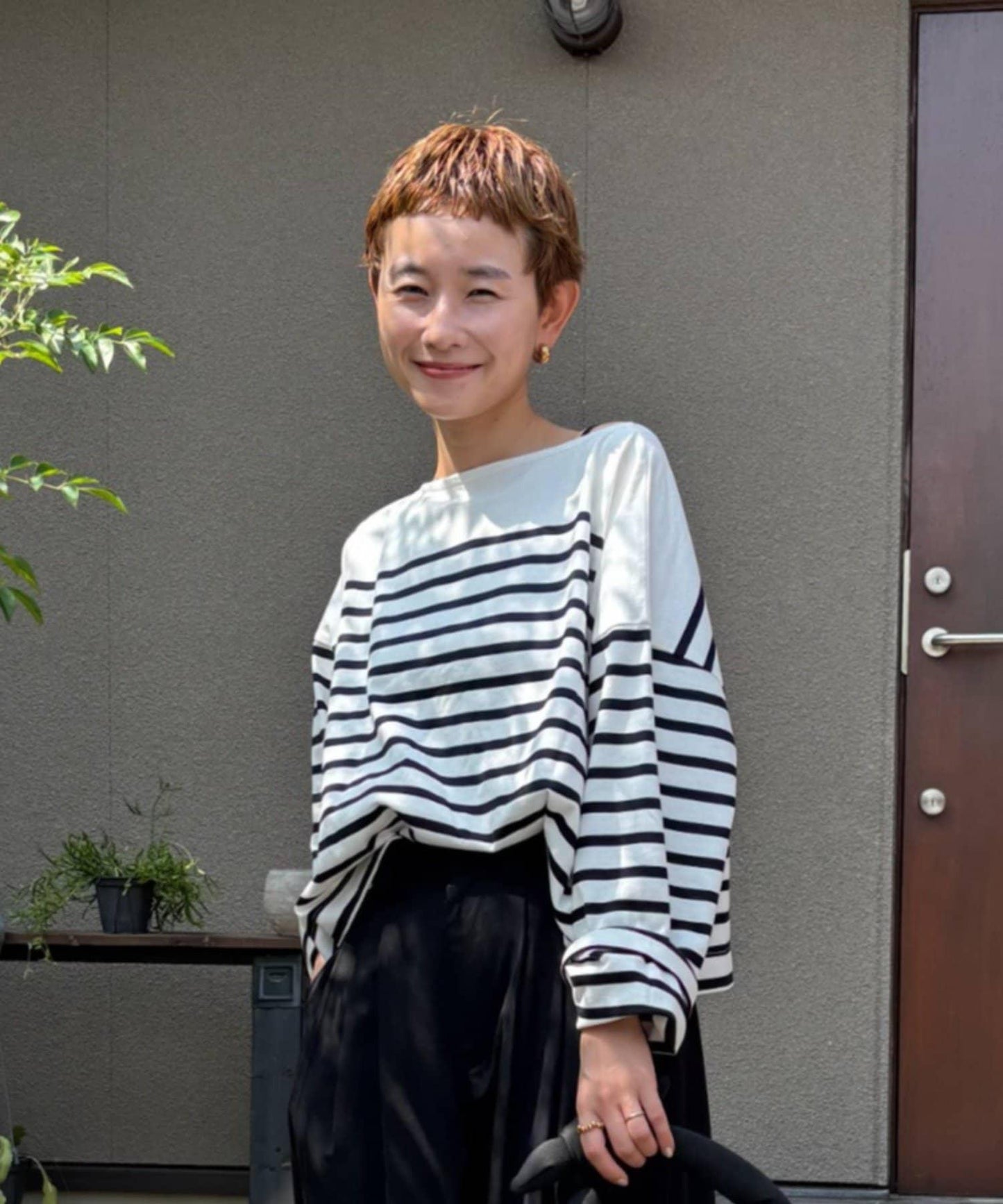 【@kokiminita聯名】拼接條紋寬袖T恤