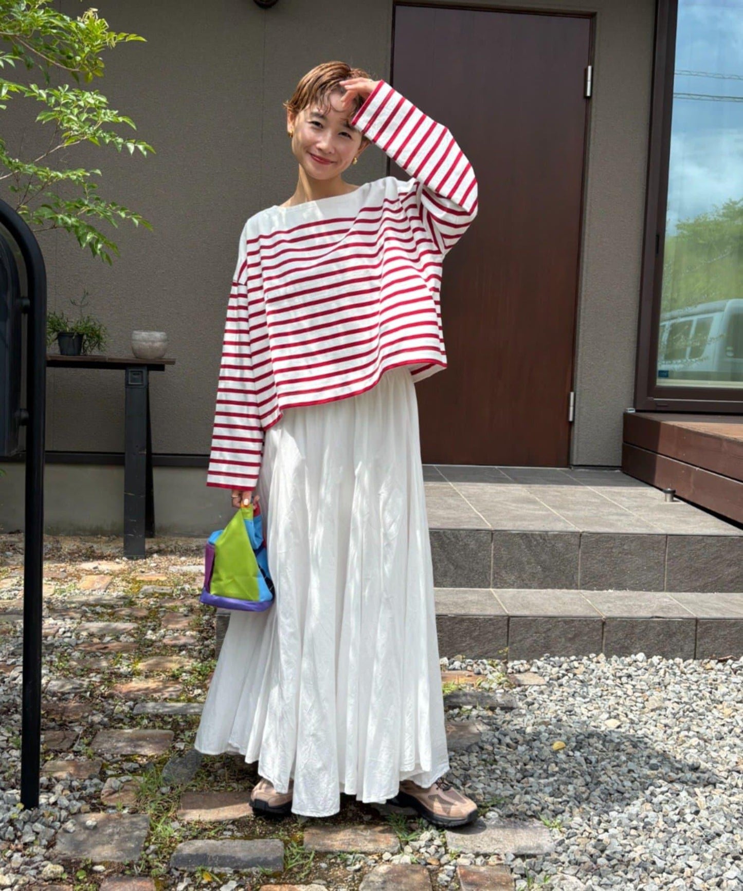 【@kokiminita聯名】拼接條紋寬袖T恤