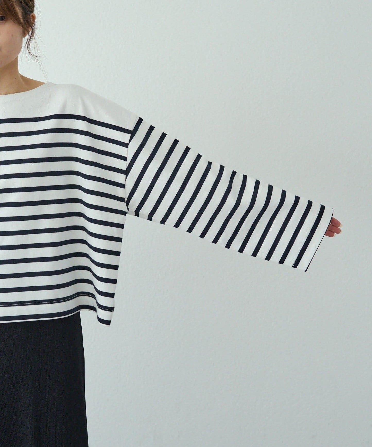 【@kokiminita聯名】拼接條紋寬袖T恤