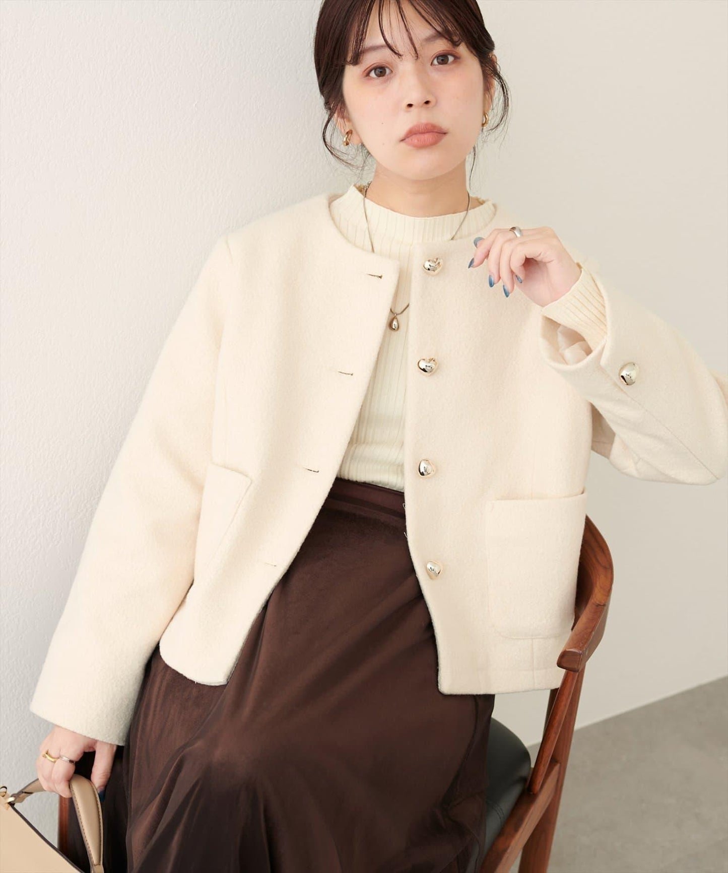 愛心紐扣溫暖材質大衣夾克