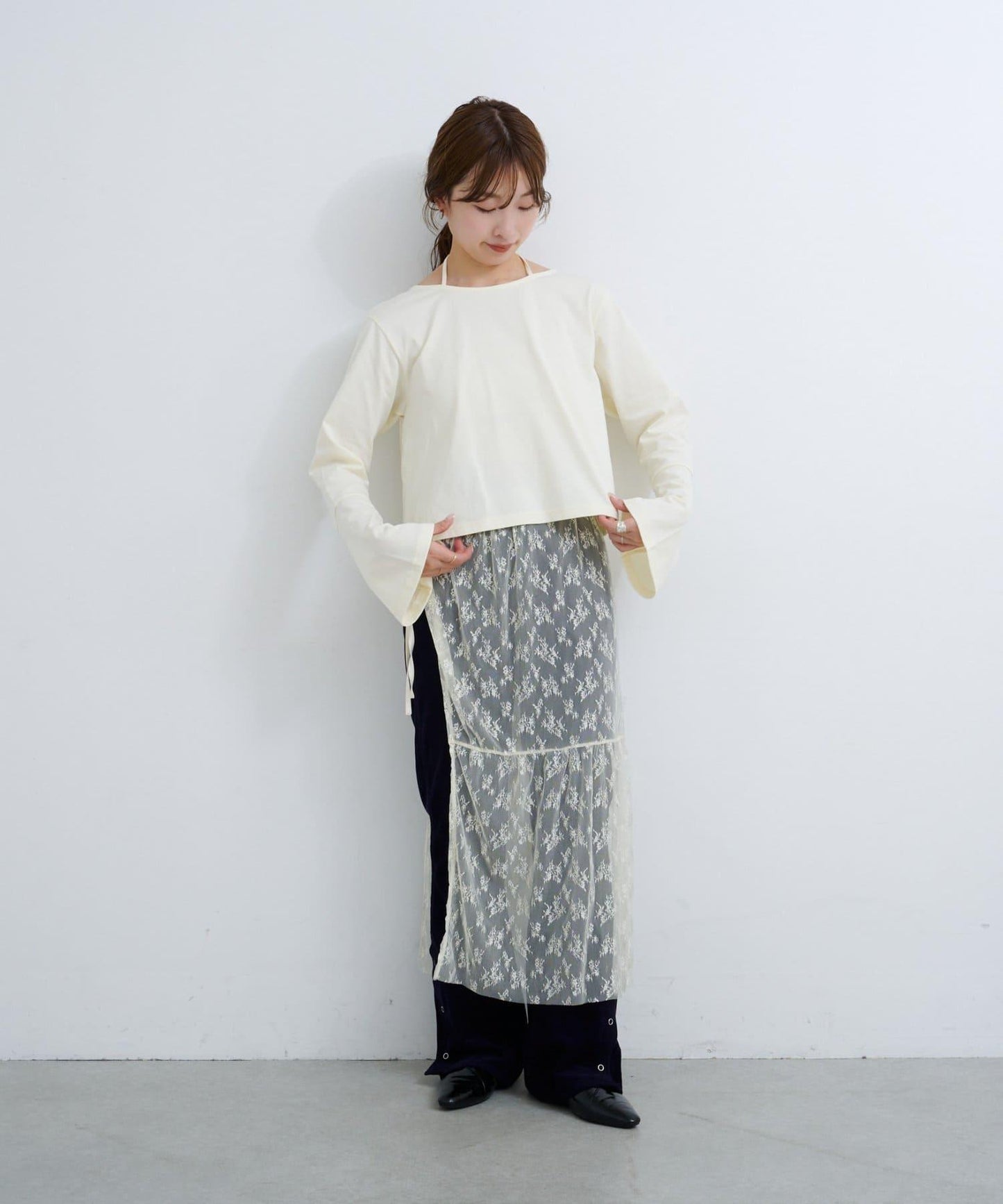 【Kastane】B 蕾絲裹身半身裙