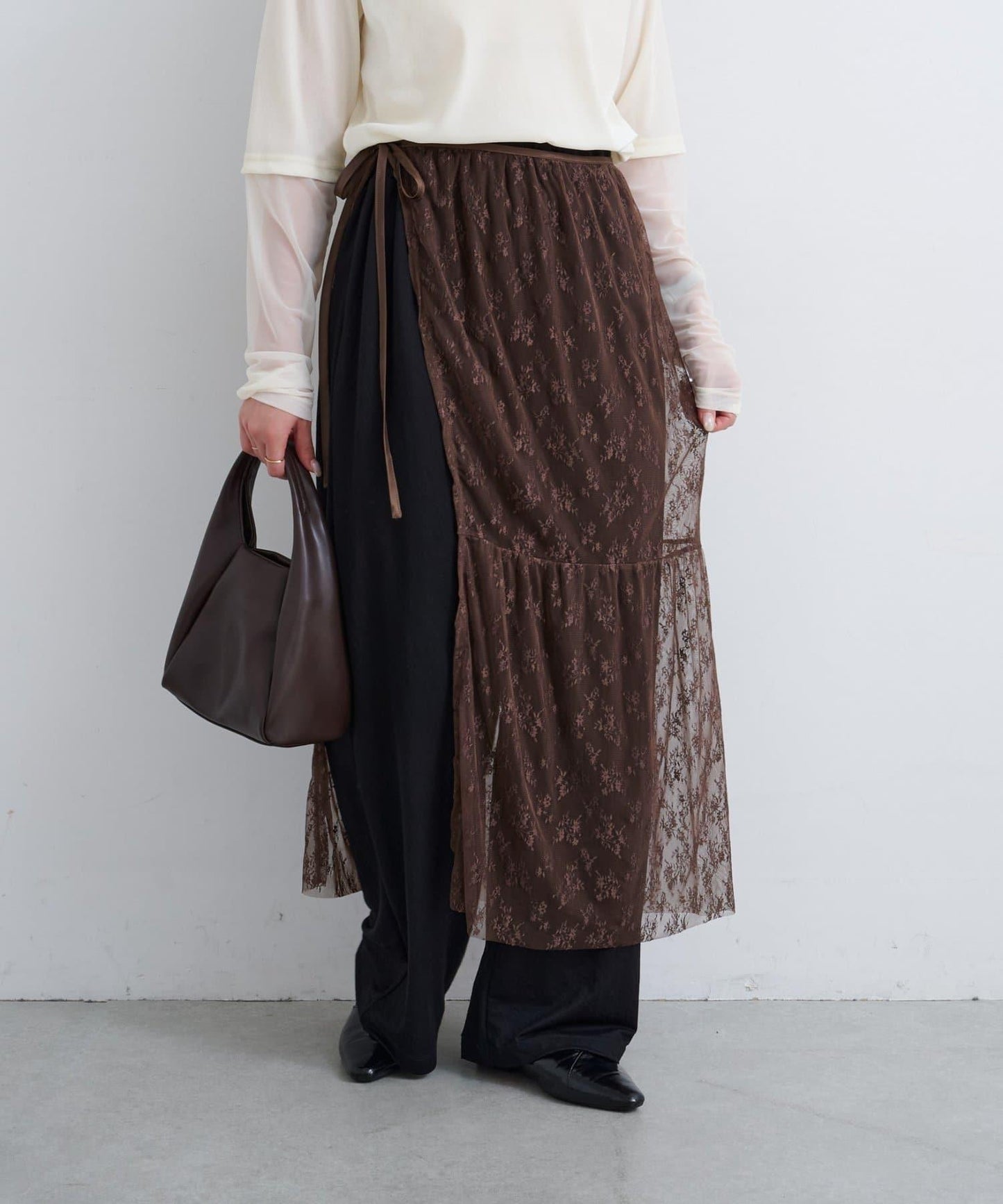 【Kastane】B 蕾絲裹身半身裙