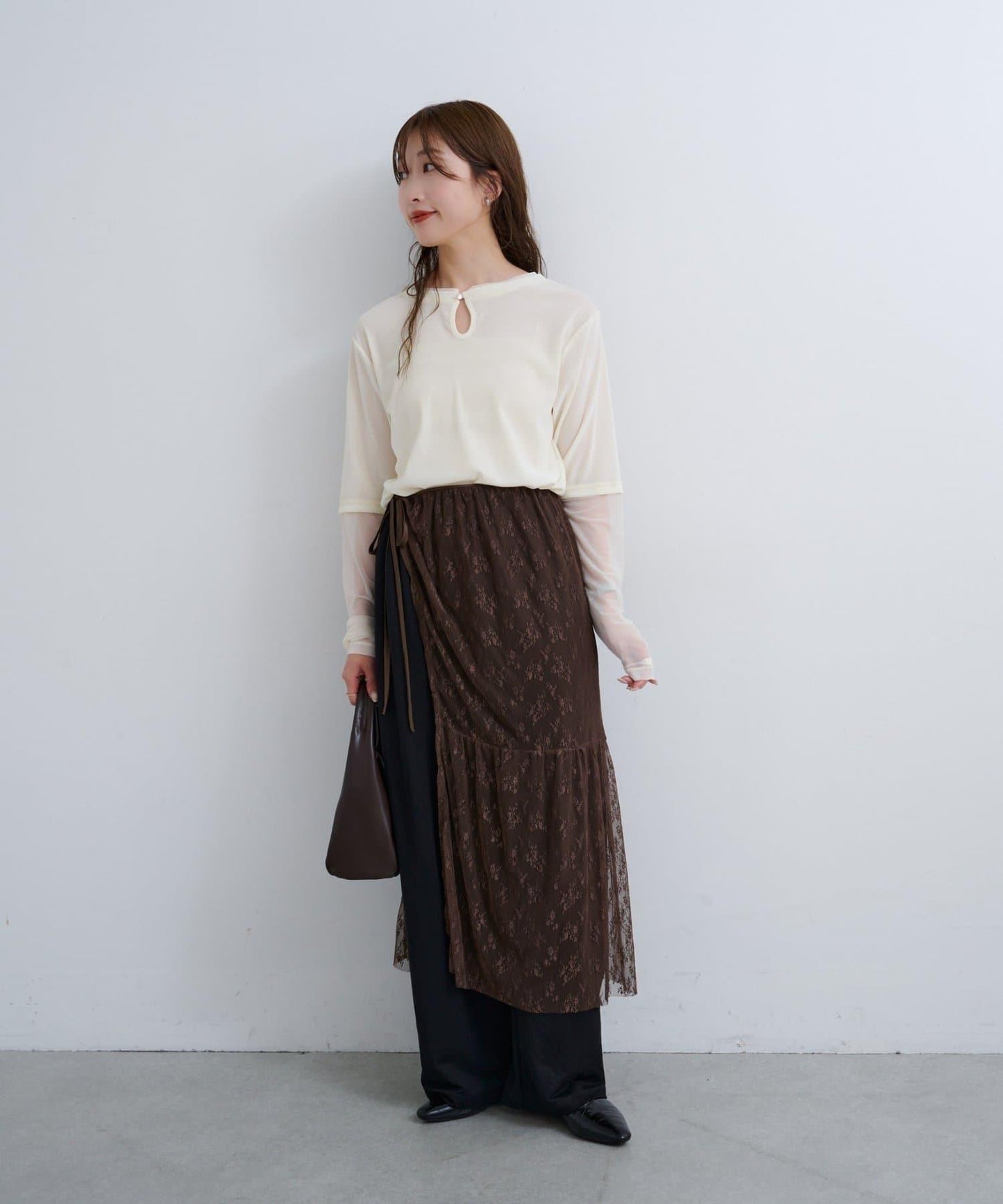 【Kastane】B 蕾絲裹身半身裙