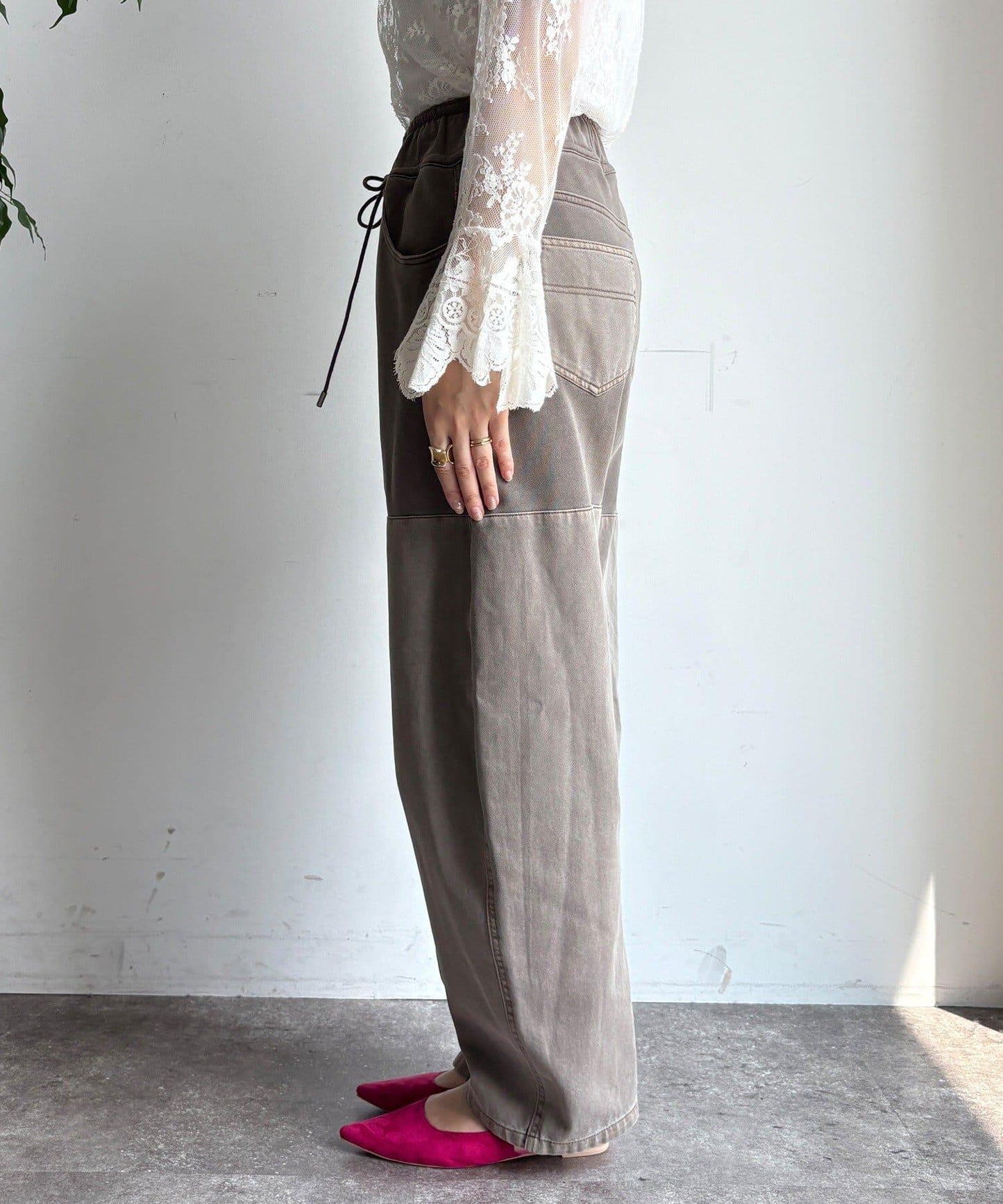 成衣染色拼接長褲