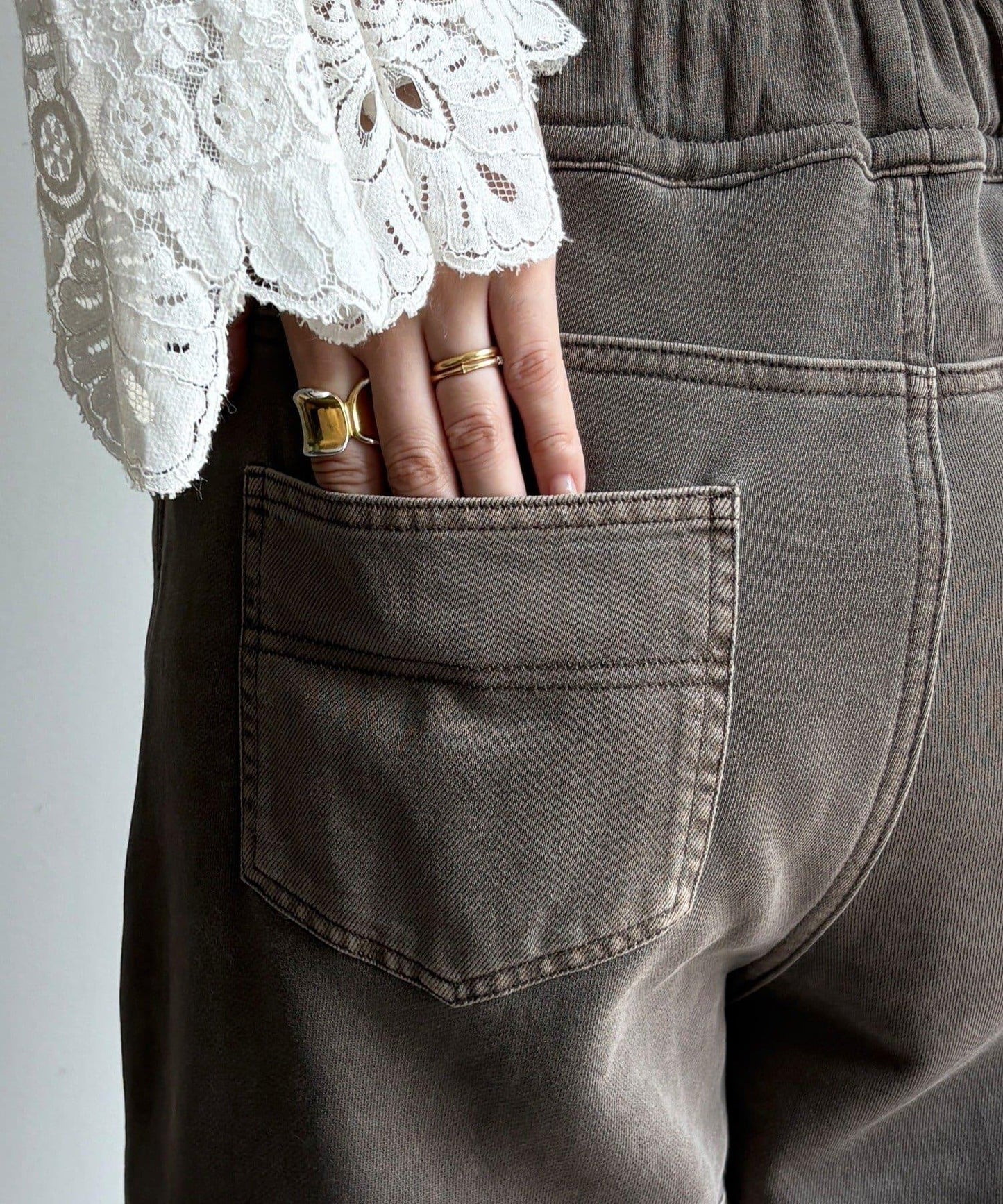 成衣染色拼接長褲