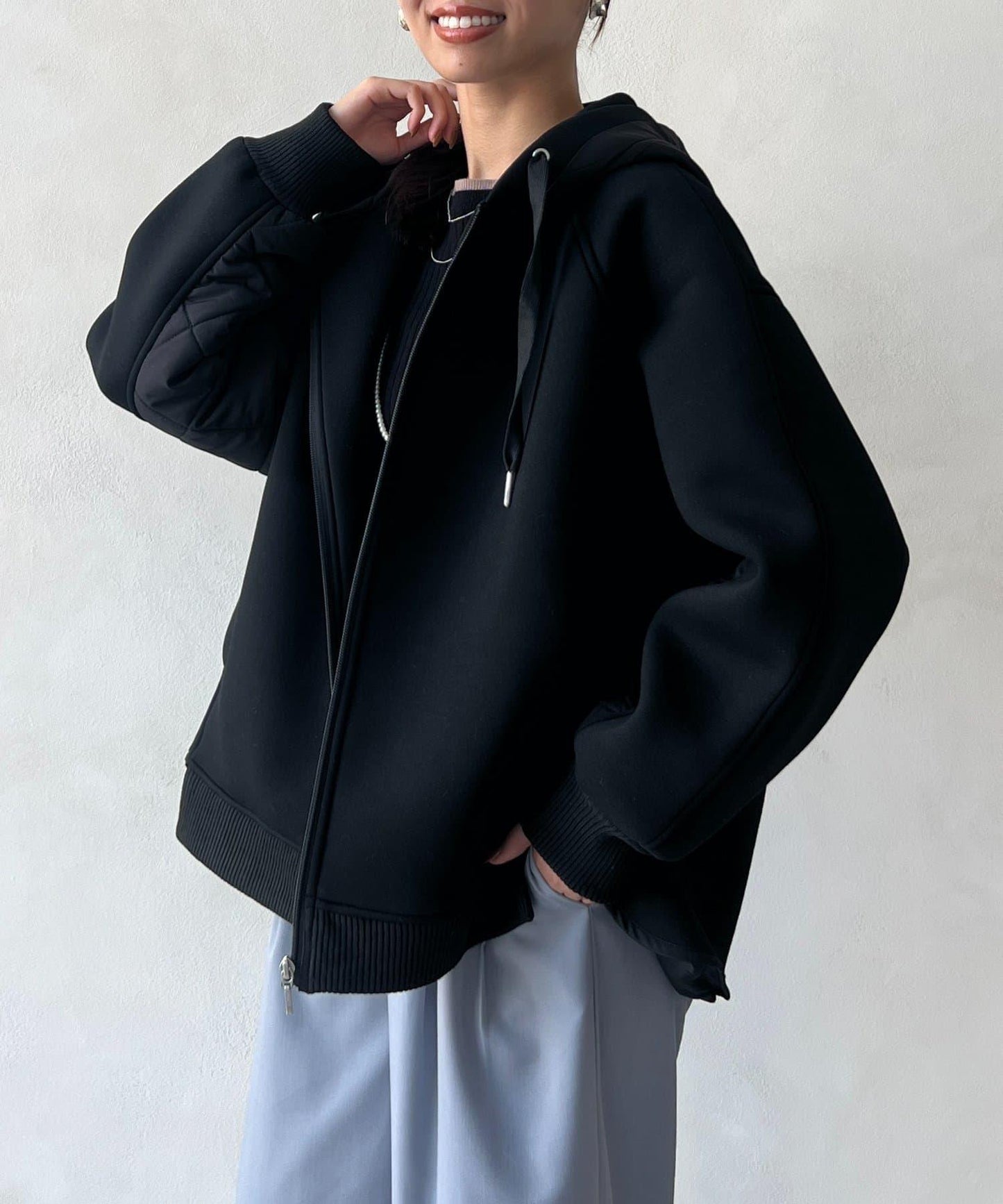 現代風格拼接棉服連帽夾克