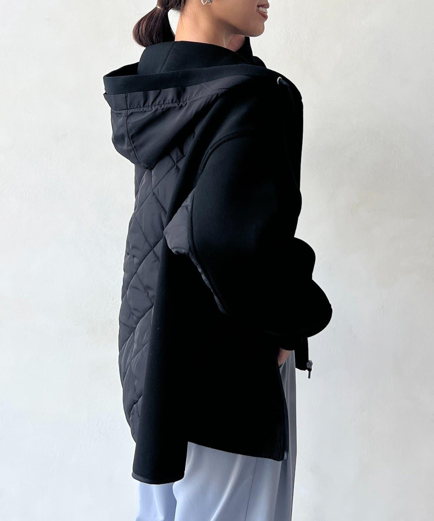 現代風格拼接棉服連帽夾克