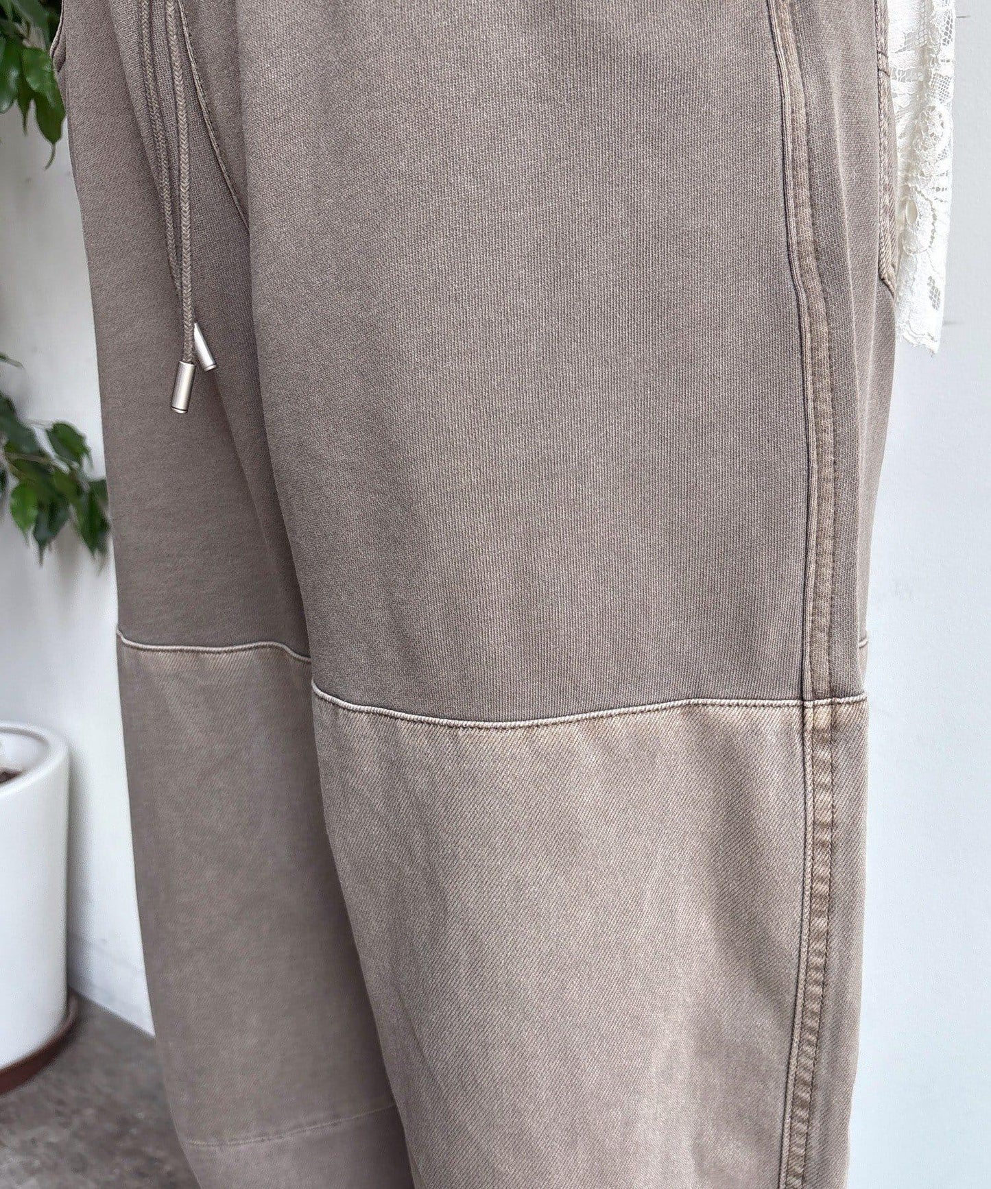 成衣染色拼接長褲