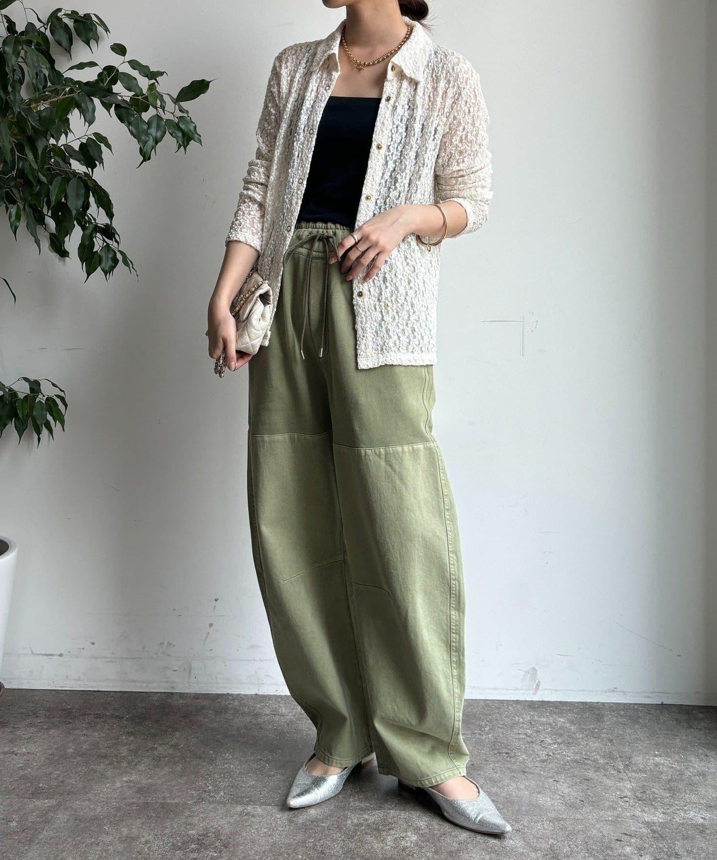 成衣染色拼接長褲