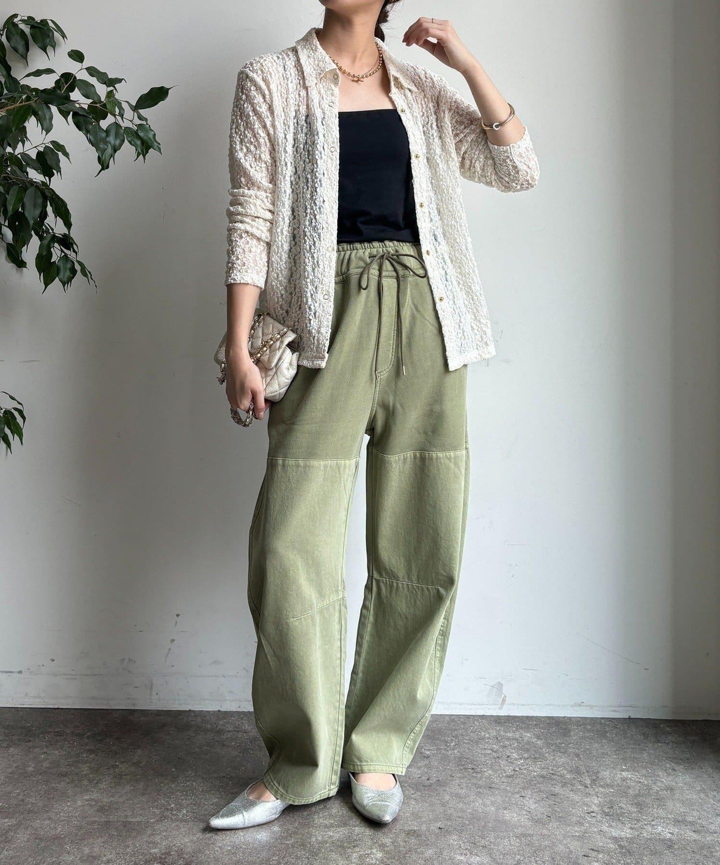 成衣染色拼接長褲