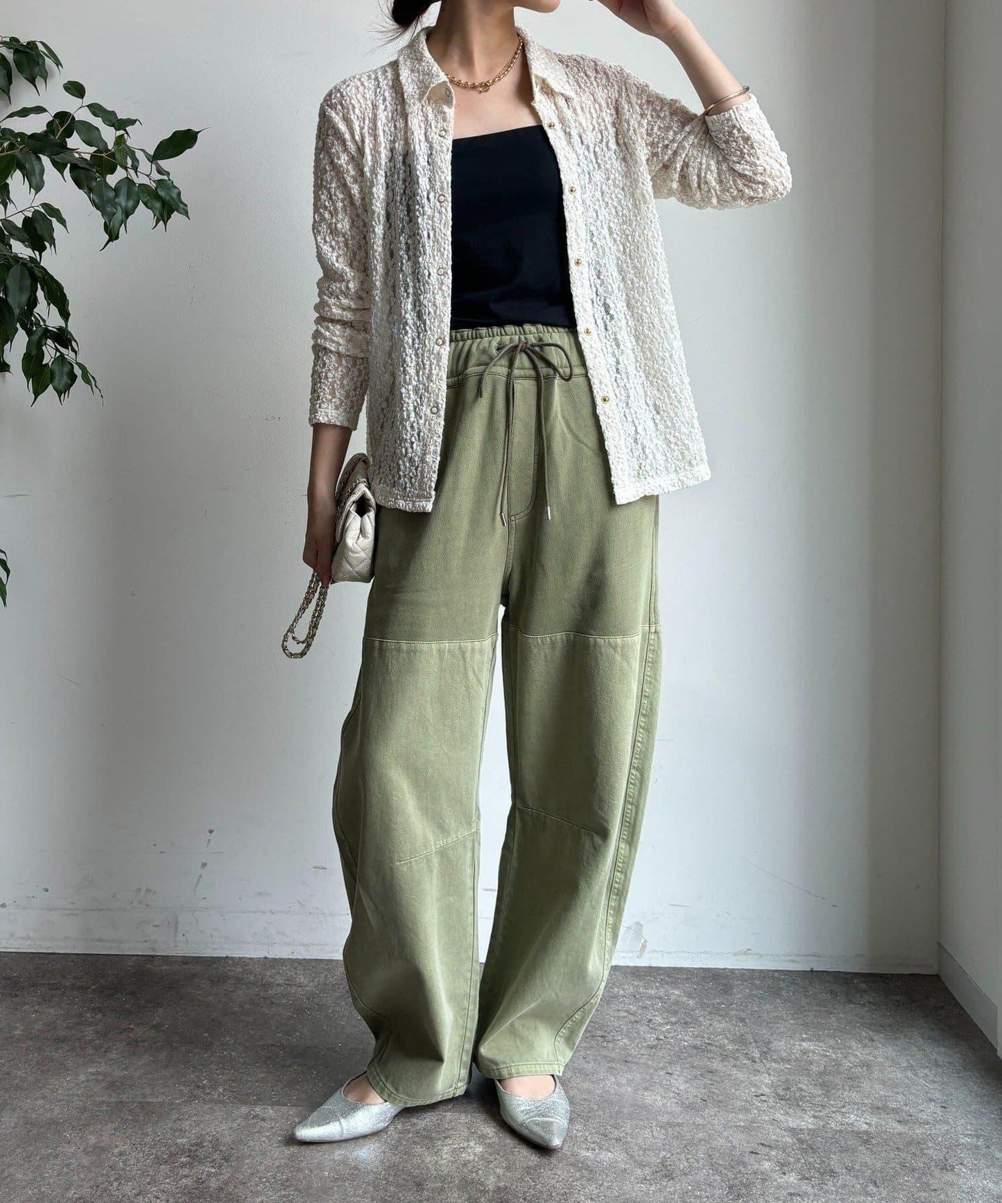 成衣染色拼接長褲