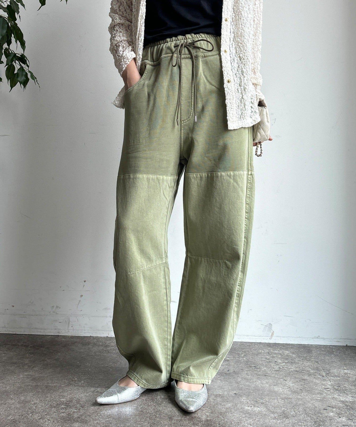 成衣染色拼接長褲